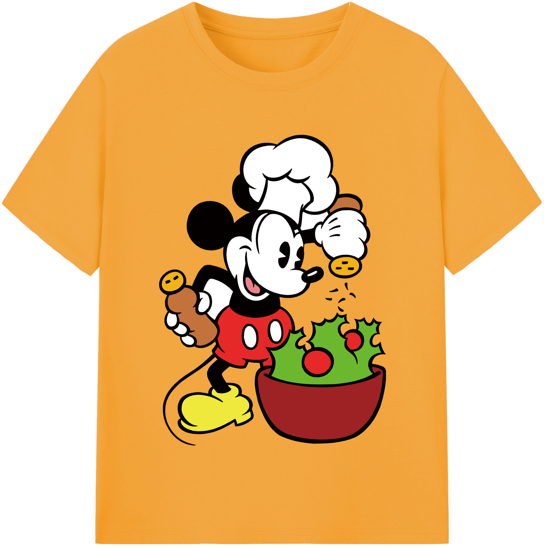 （画像用） ミッキーマウス Mickey Mouse レディースカジュアルプリントTシャツ（綿100％）