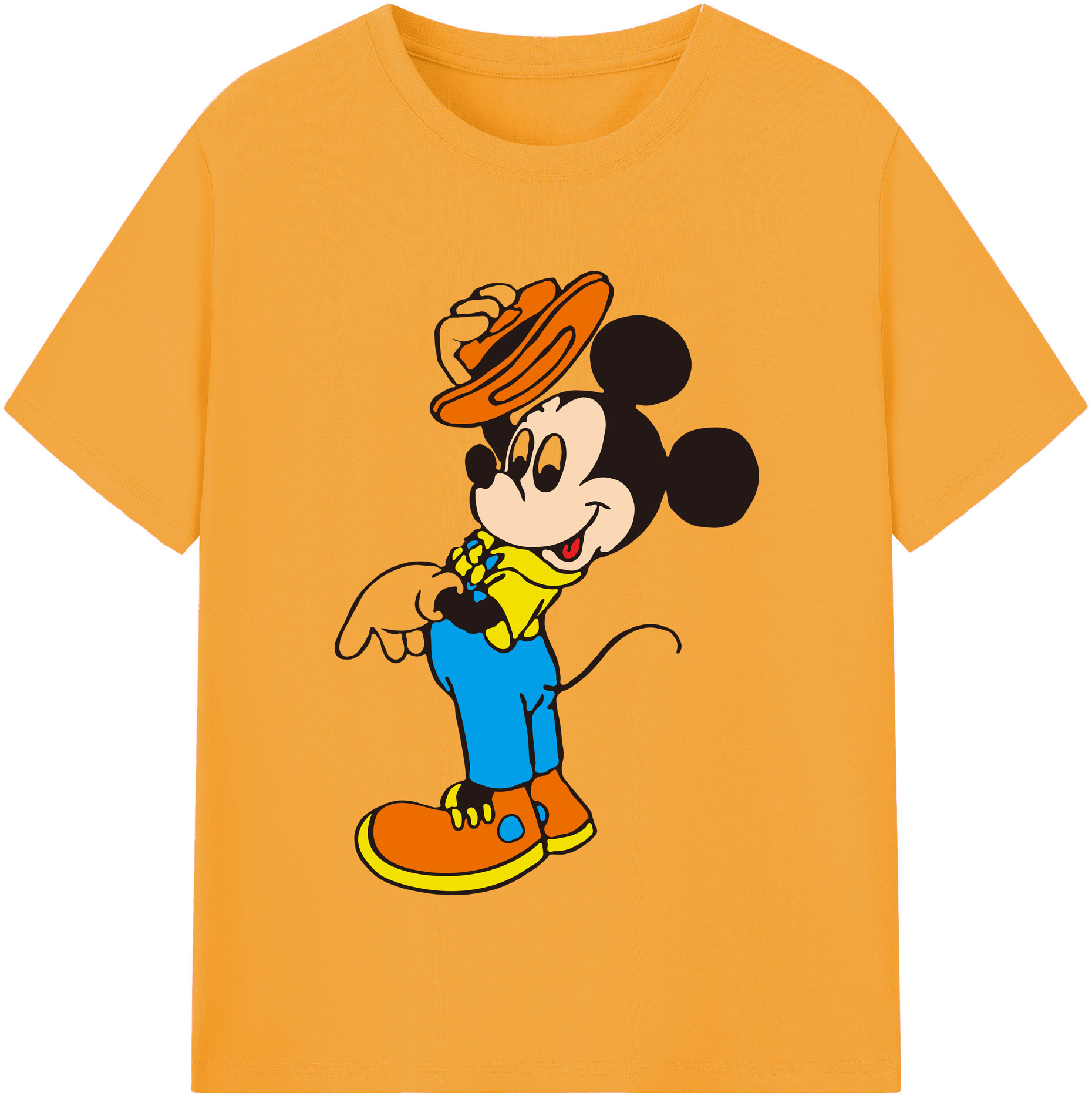 （画像用） ミッキーマウス Mickey Mouse レディースカジュアルプリントTシャツ（綿100％）