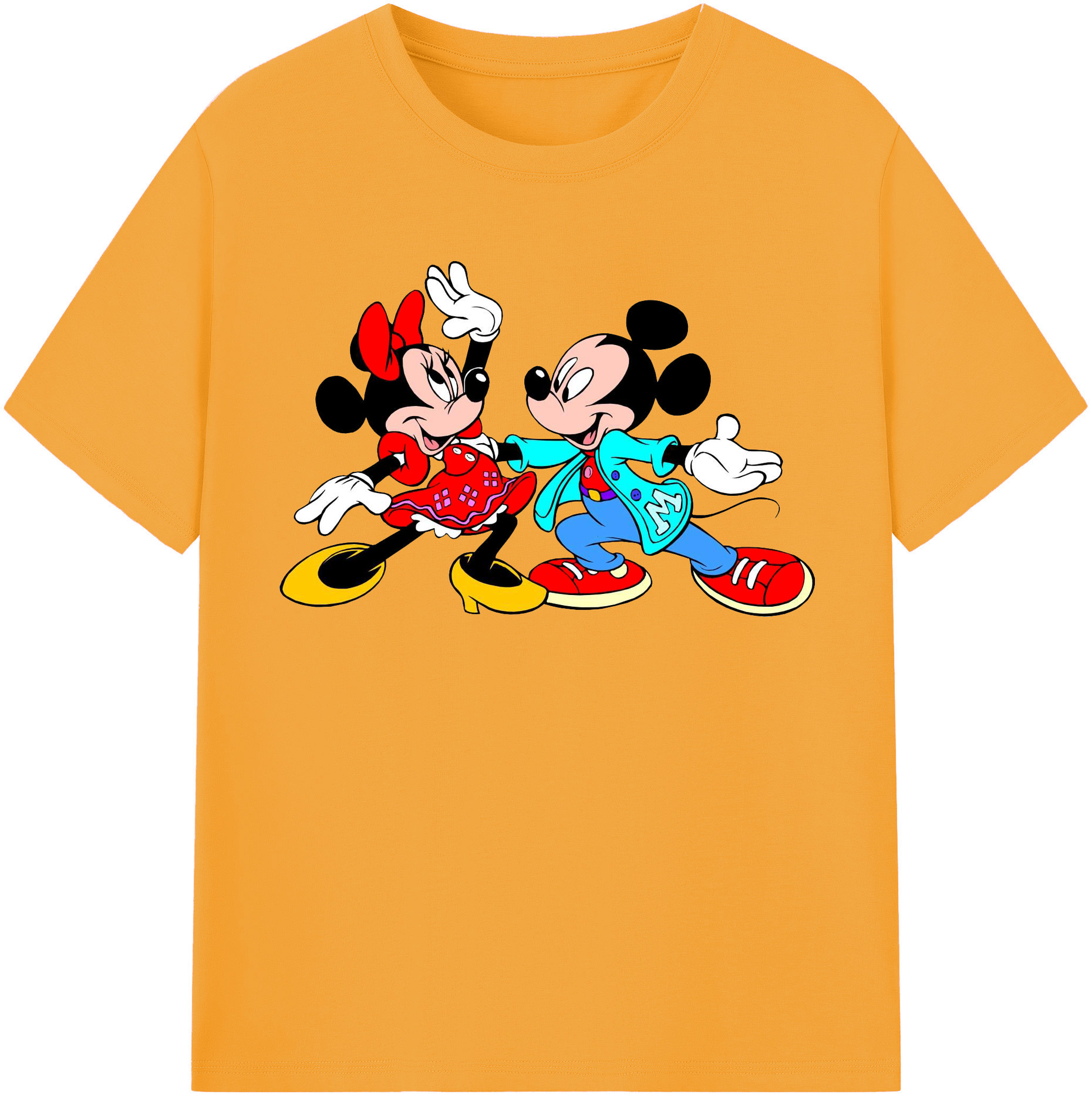 （画像用） ミッキーマウス Mickey Mouse レディースカジュアルプリントTシャツ（綿100％）