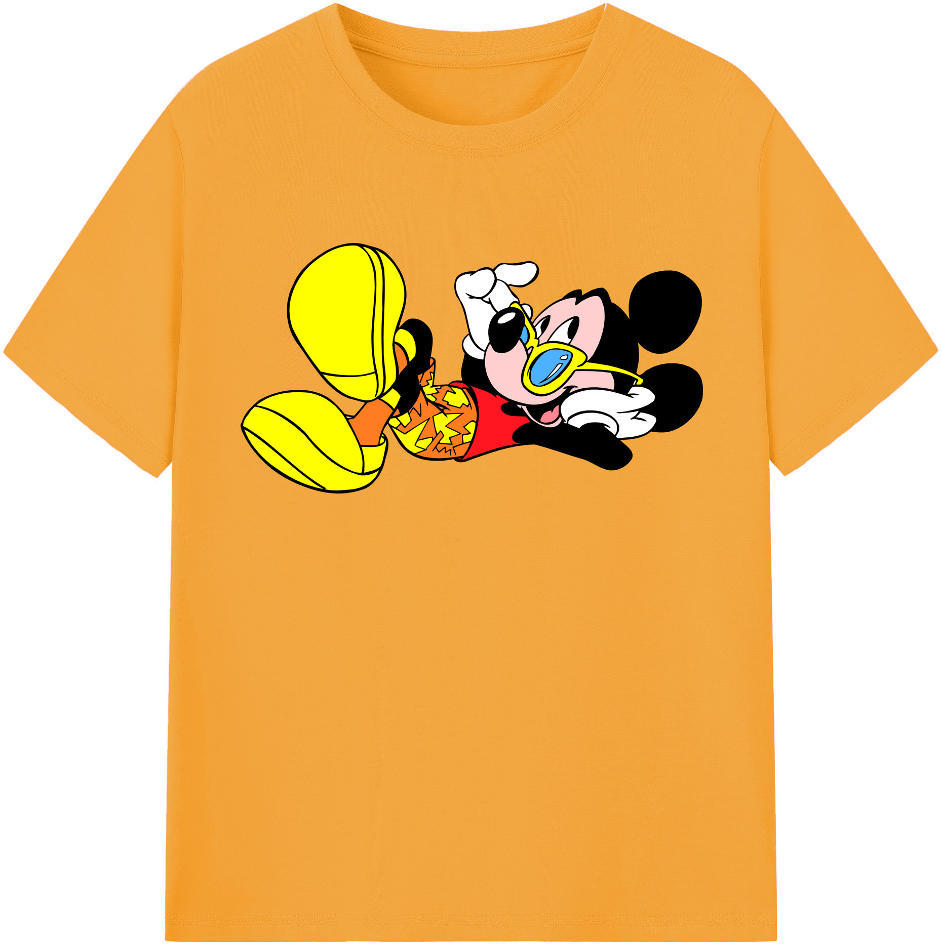 （画像用） ミッキーマウス Mickey Mouse レディースカジュアルプリントTシャツ（綿100％）