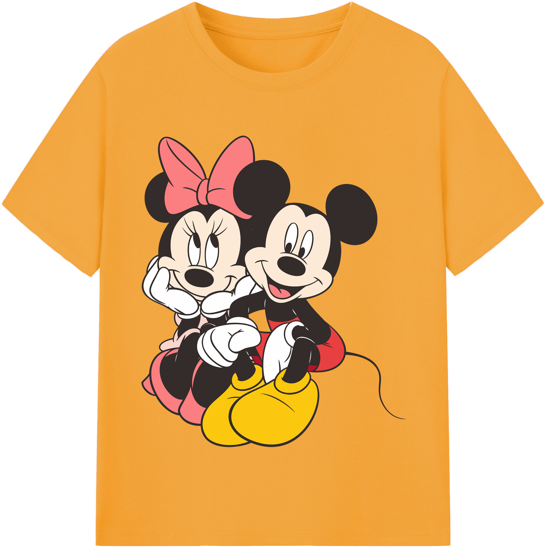 （画像用） ミッキーマウス Mickey Mouse レディースカジュアルプリントTシャツ（綿100％）