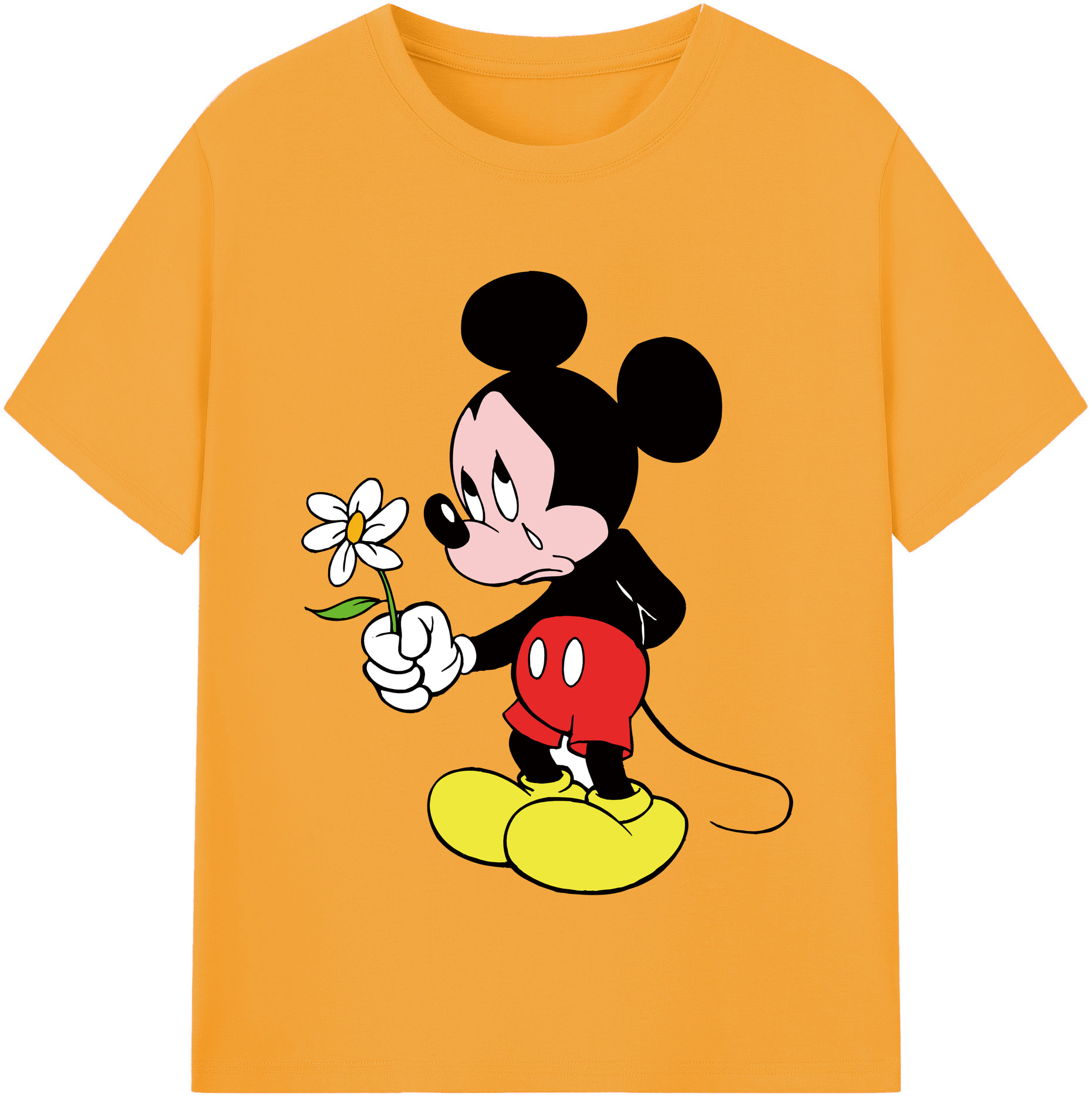 （画像用） ミッキーマウス Mickey Mouse レディースカジュアルプリントTシャツ（綿100％）