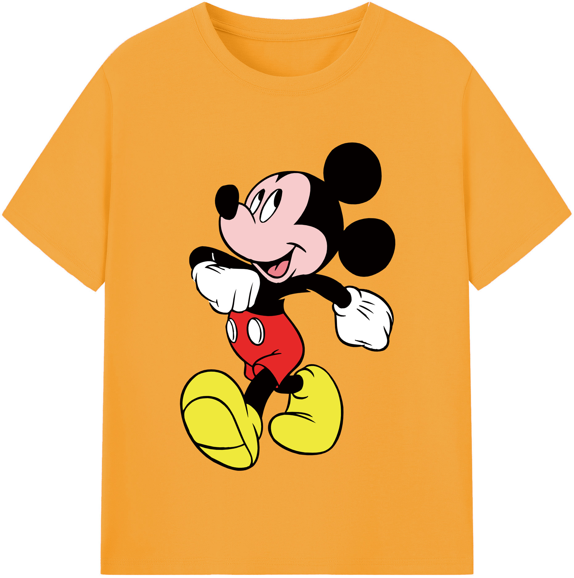（画像用） ミッキーマウス Mickey Mouse レディースカジュアルプリントTシャツ（綿100％）