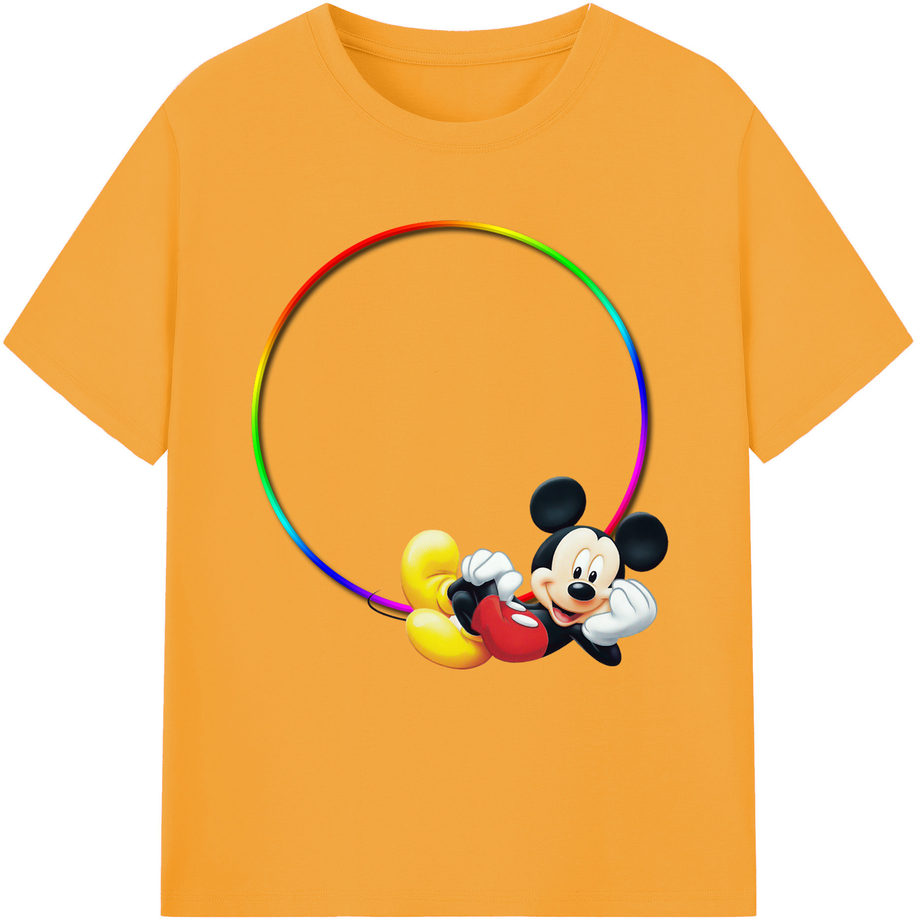 （画像用） ミッキーマウス Mickey Mouse レディースカジュアルプリントTシャツ（綿100％）
