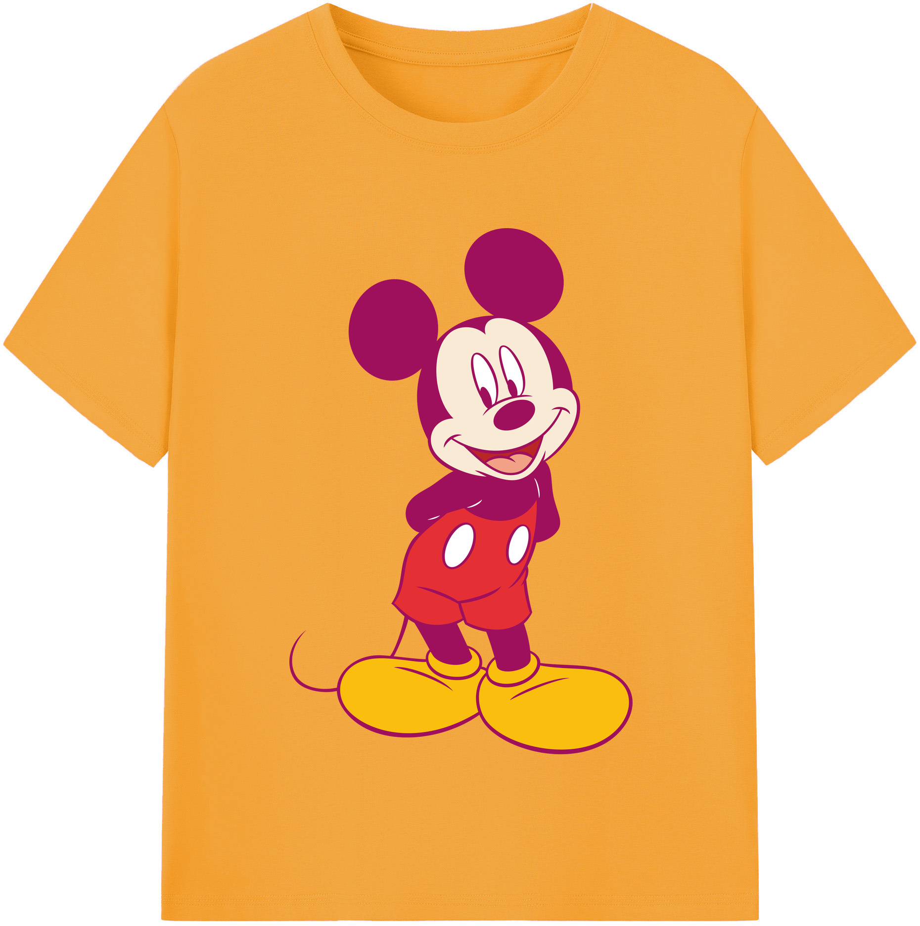 （画像用） ミッキーマウス Mickey Mouse レディースカジュアルプリントTシャツ（綿100％）