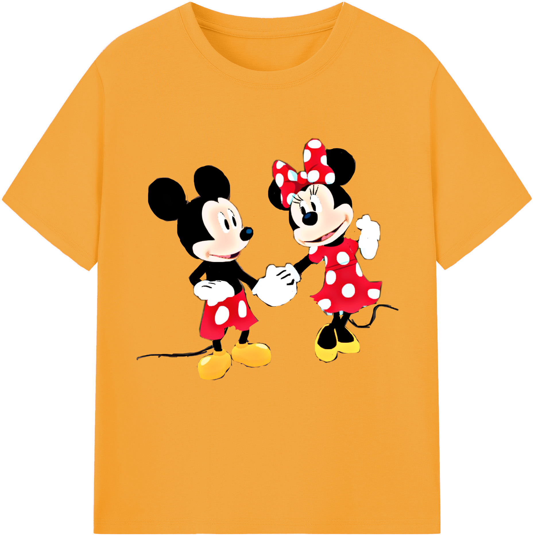 （画像用） ミッキーマウス Mickey Mouse レディースカジュアルプリントTシャツ（綿100％）
