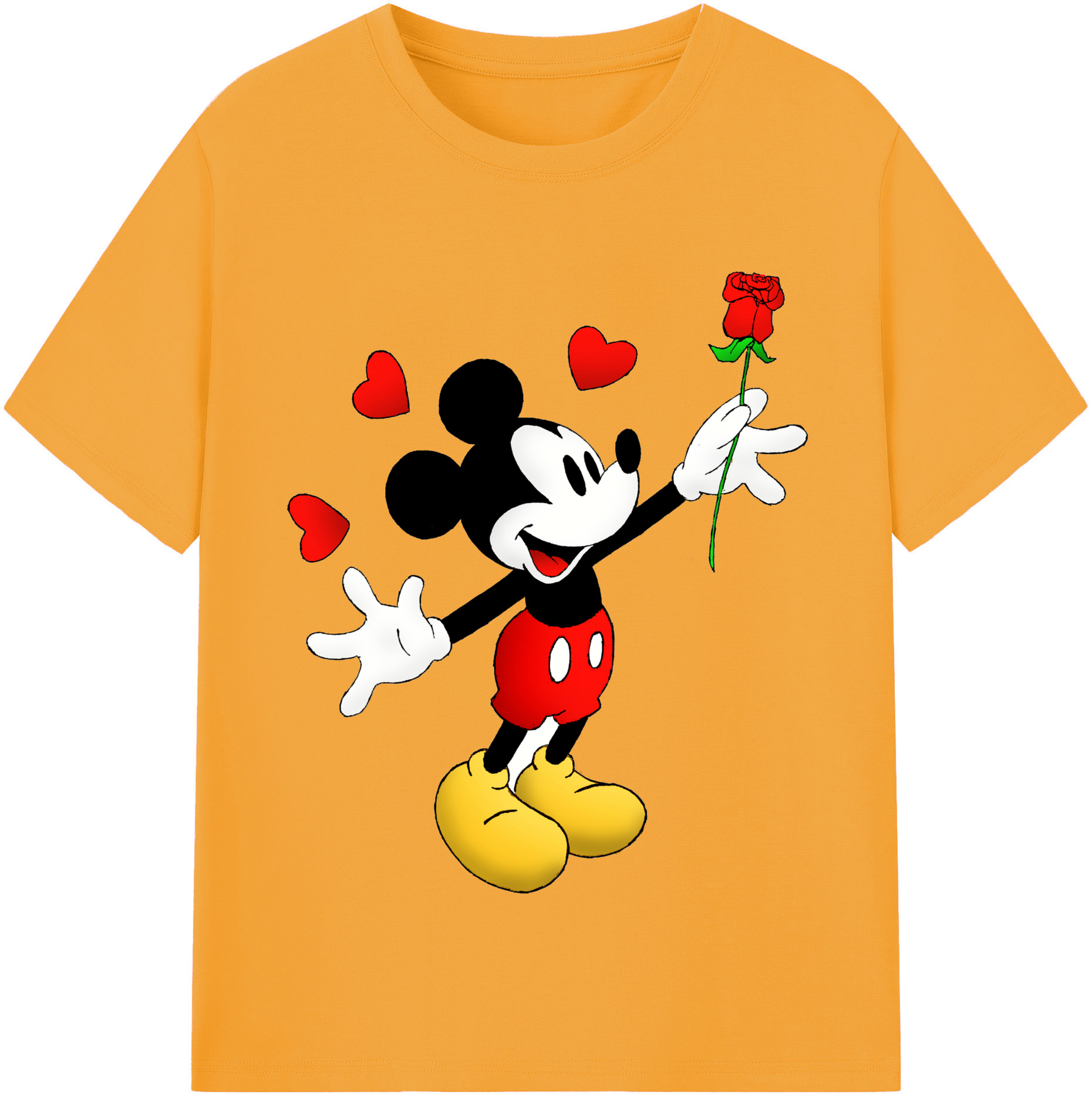 （画像用） ミッキーマウス Mickey Mouse レディースカジュアルプリントTシャツ（綿100％）