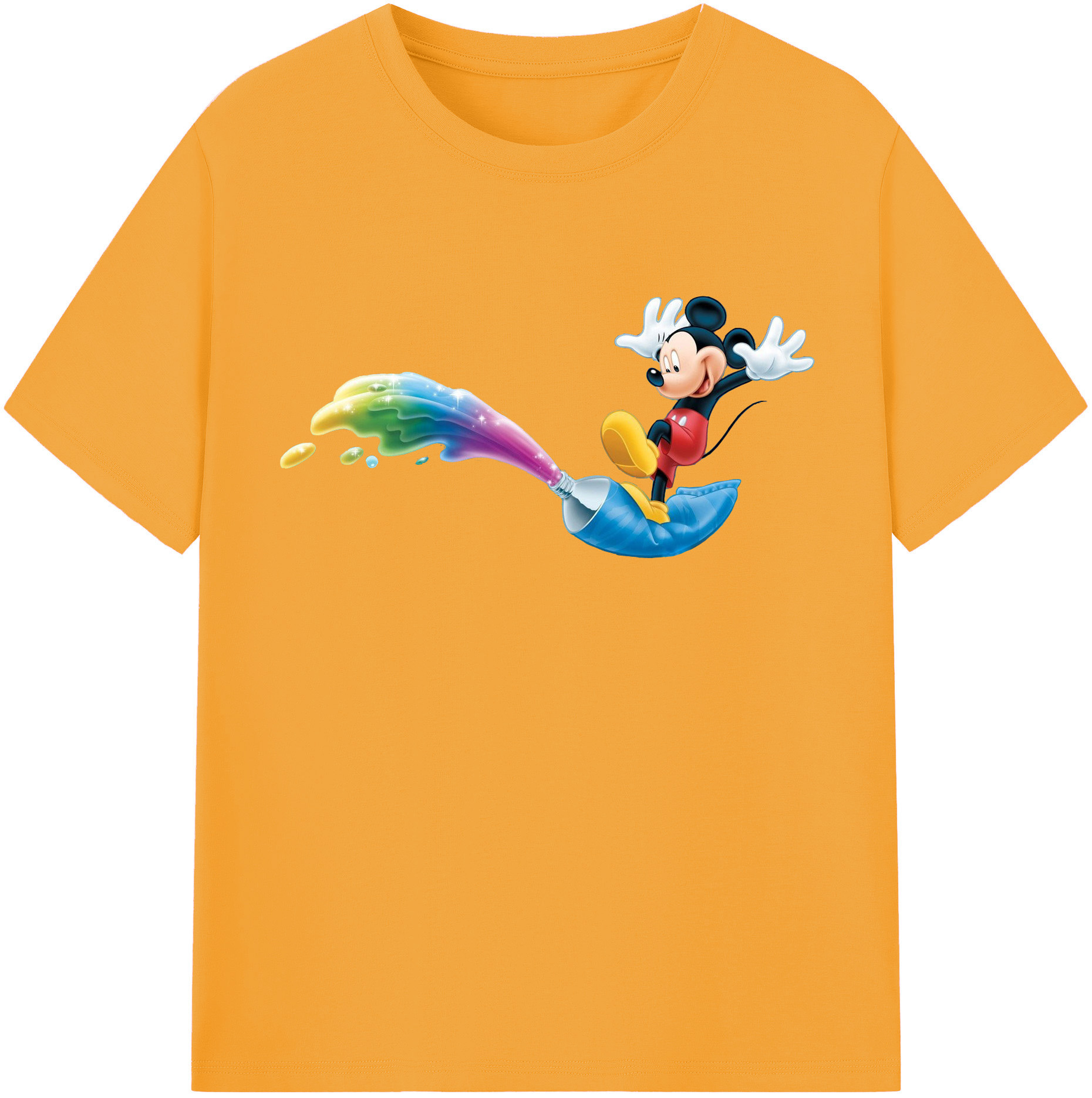 （画像用） ミッキーマウス Mickey Mouse レディースカジュアルプリントTシャツ（綿100％）