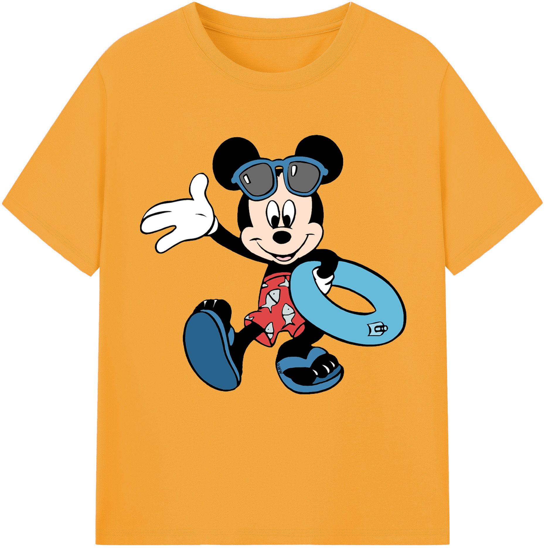 （画像用） ミッキーマウス Mickey Mouse レディースカジュアルプリントTシャツ（綿100％）