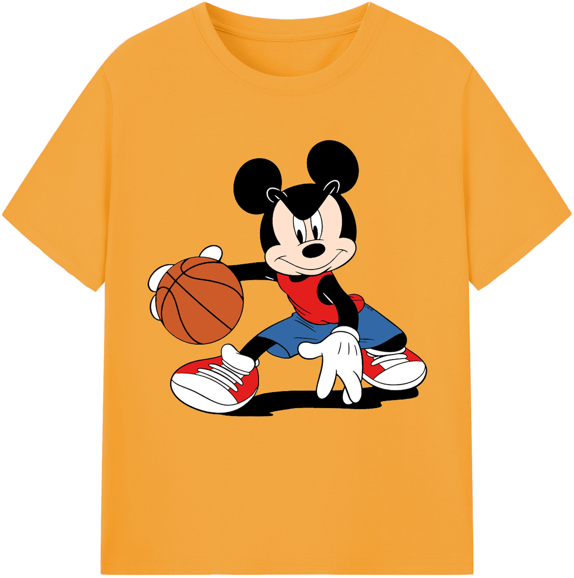 （画像用） ミッキーマウス Mickey Mouse レディースカジュアルプリントTシャツ（綿100％）