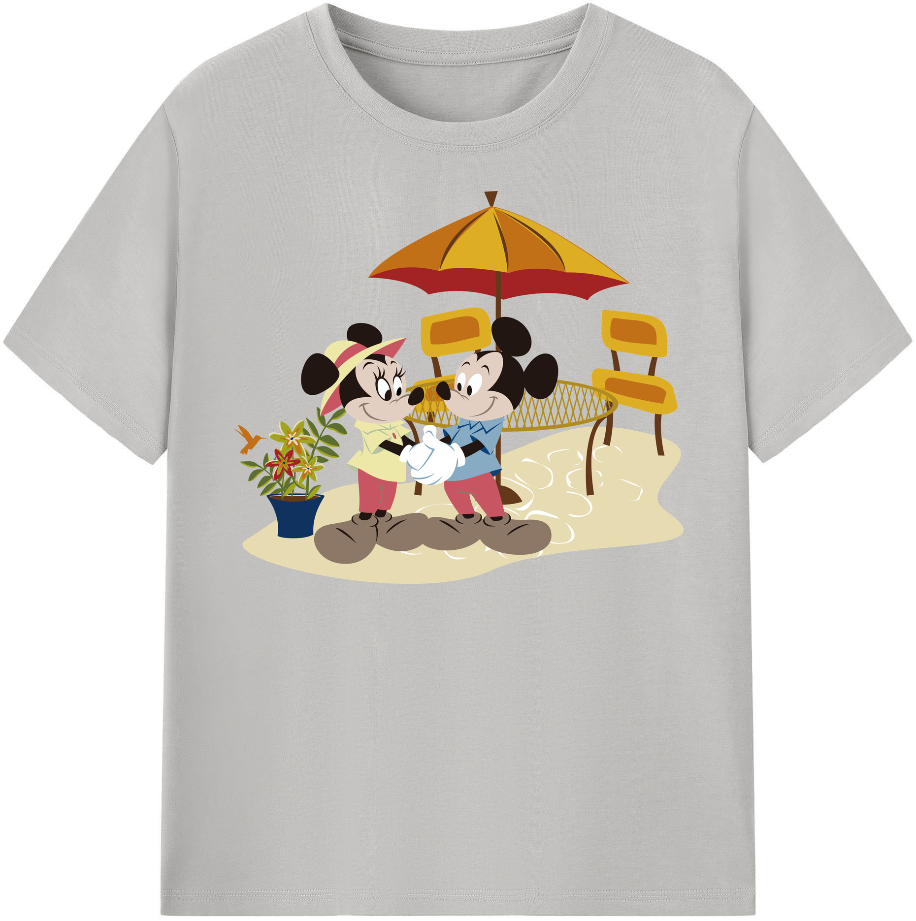 （画像用） ミッキーマウス Mickey Mouse レディースカジュアルプリントTシャツ（綿100％）