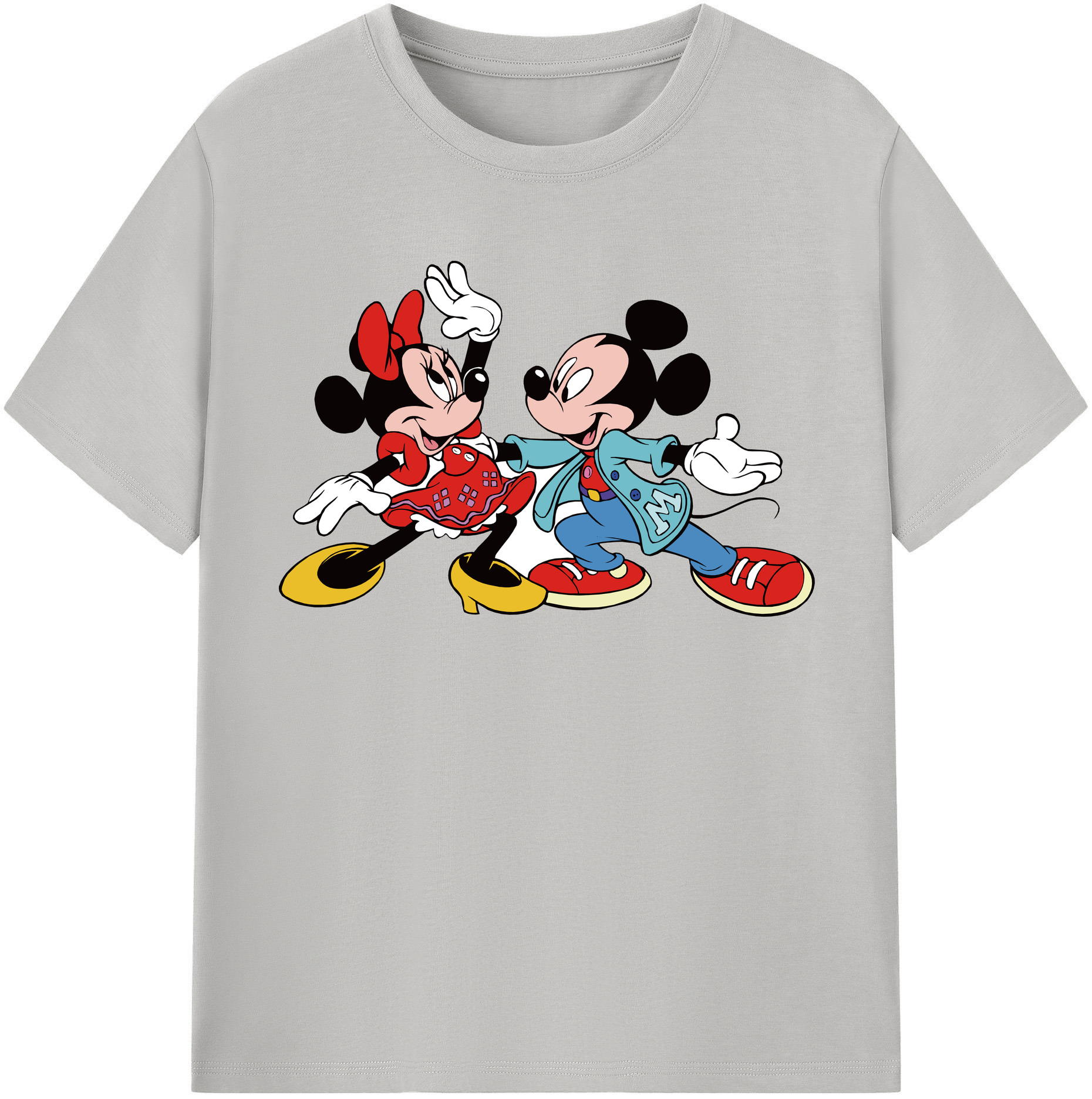 （画像用） ミッキーマウス Mickey Mouse レディースカジュアルプリントTシャツ（綿100％）