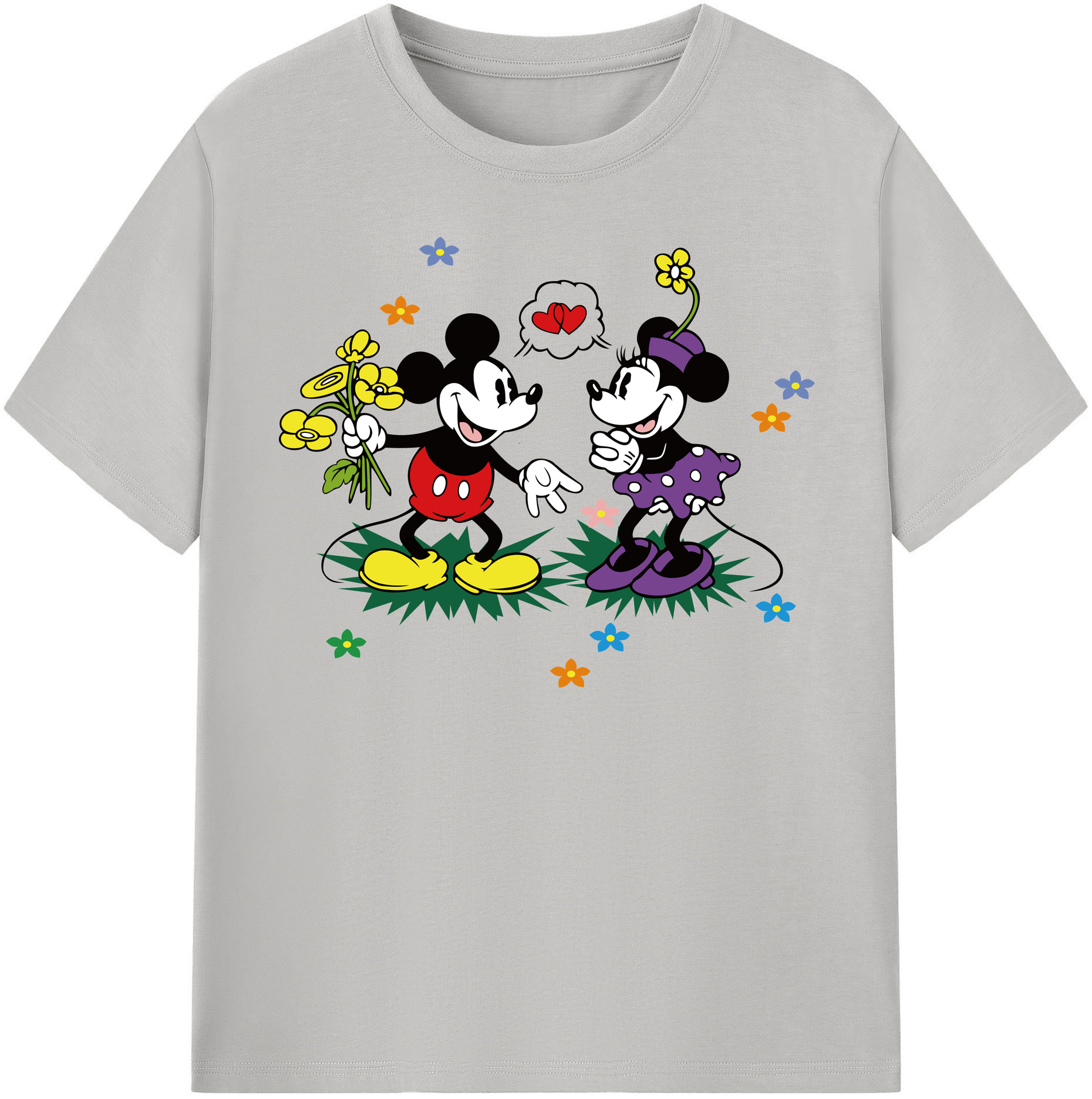 （画像用） ミッキーマウス Mickey Mouse レディースカジュアルプリントTシャツ（綿100％）