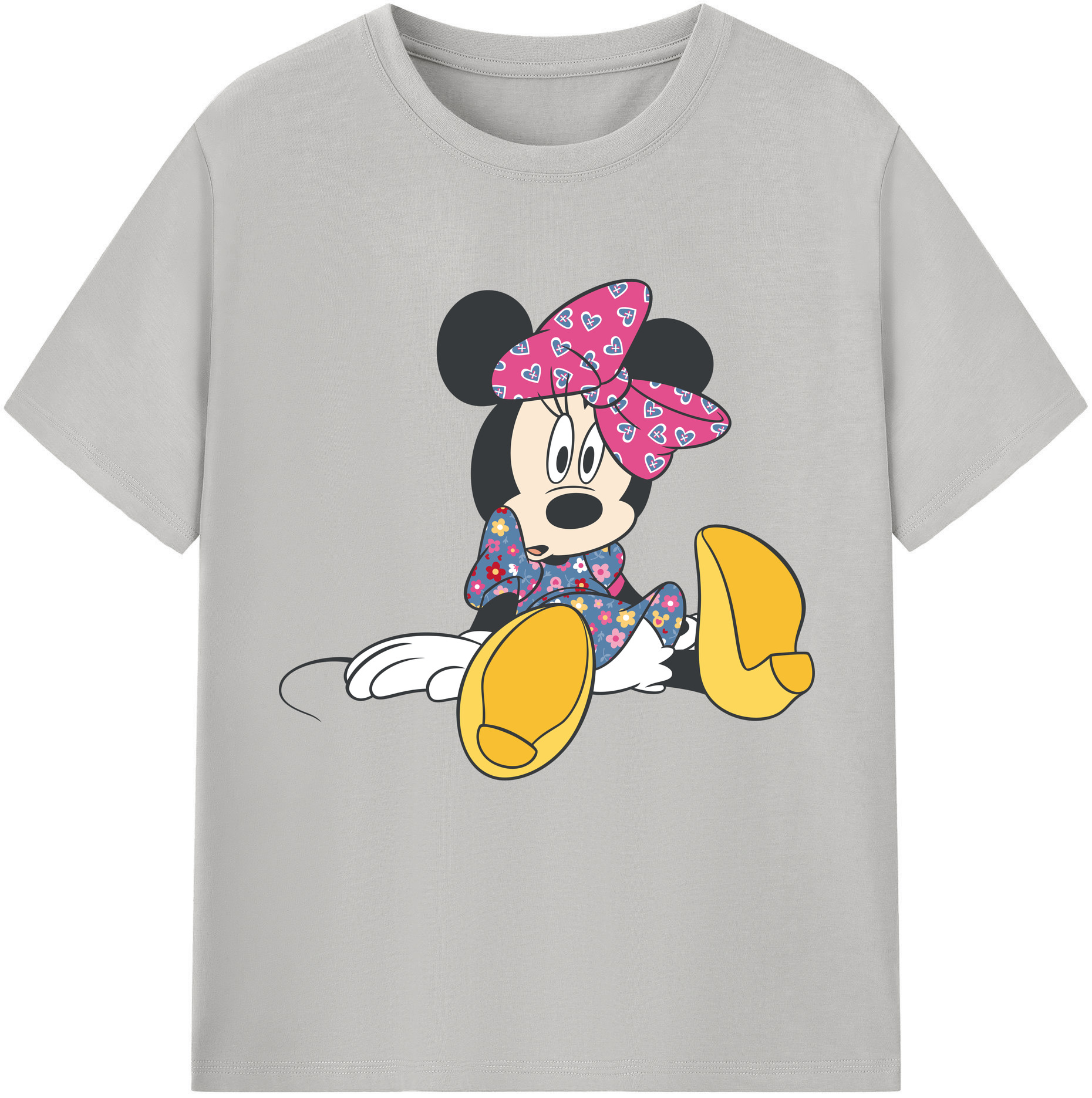 （画像用） ミッキーマウス Mickey Mouse レディースカジュアルプリントTシャツ（綿100％）