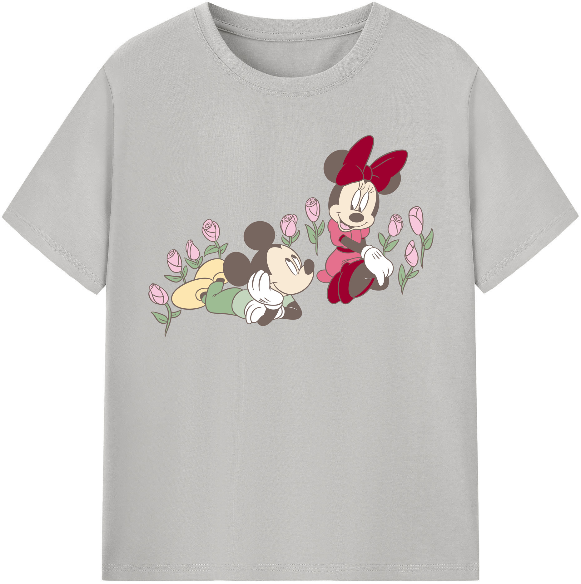 （画像用） ミッキーマウス Mickey Mouse レディースカジュアルプリントTシャツ（綿100％）