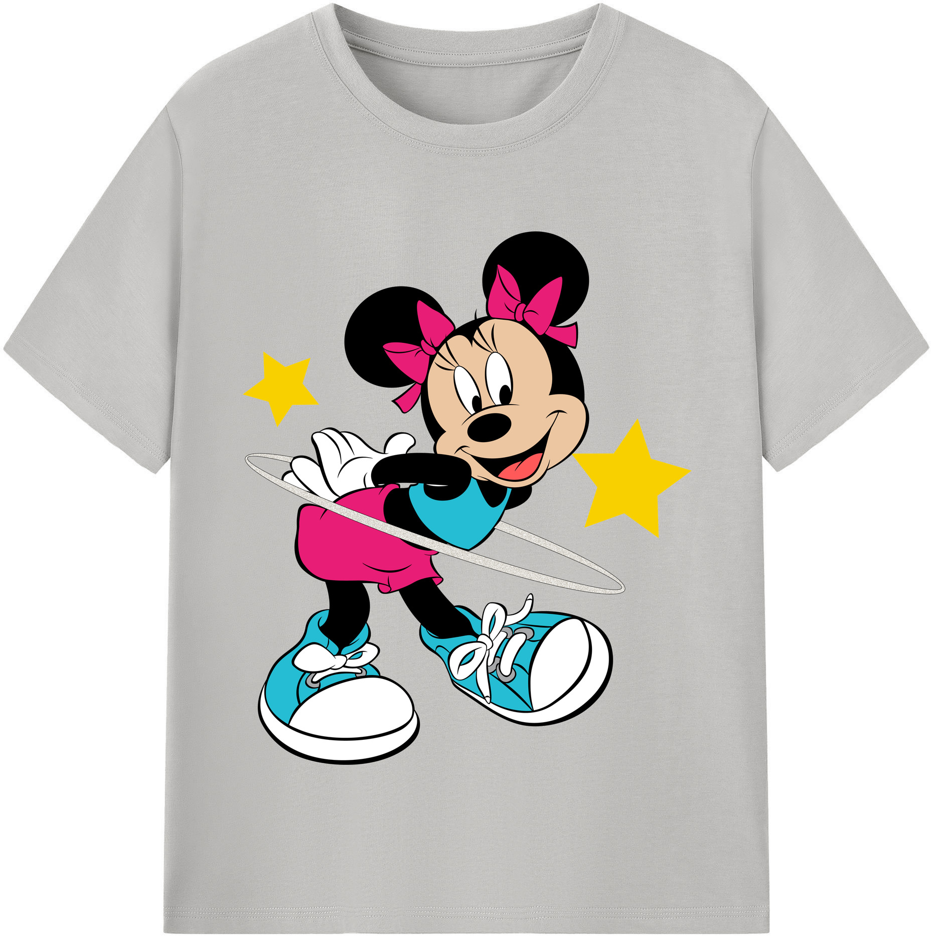 （画像用） ミッキーマウス Mickey Mouse レディースカジュアルプリントTシャツ（綿100％）