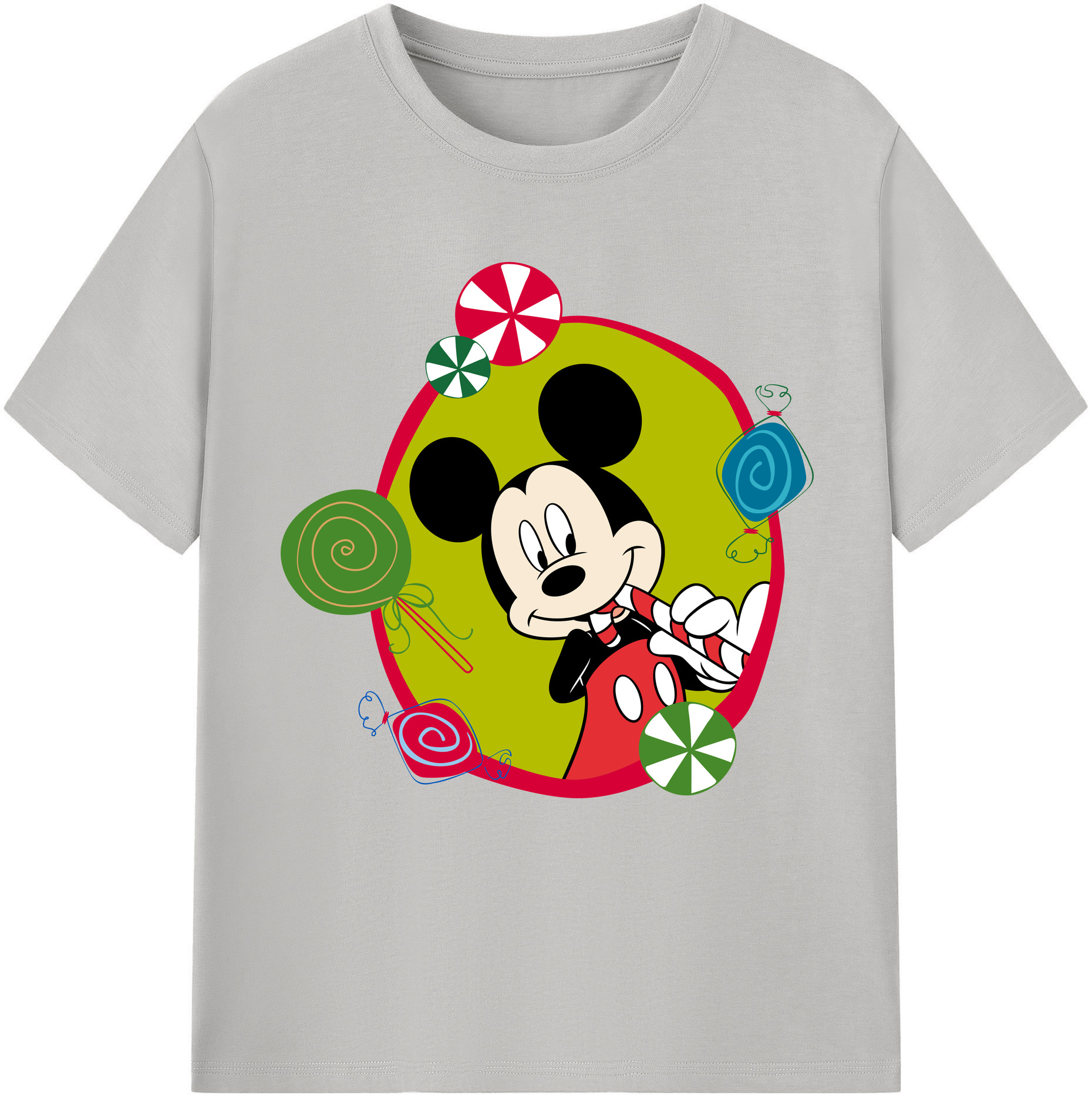 （画像用） ミッキーマウス Mickey Mouse レディースカジュアルプリントTシャツ（綿100％）