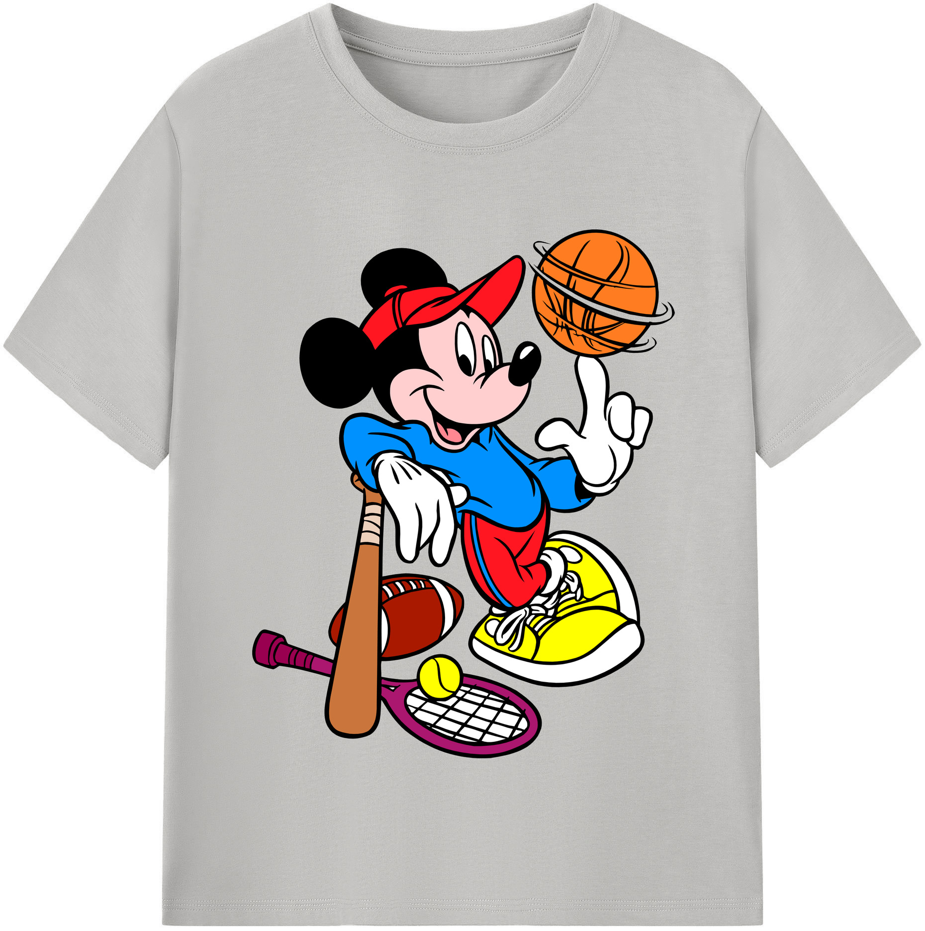 （画像用） ミッキーマウス Mickey Mouse レディースカジュアルプリントTシャツ（綿100％）