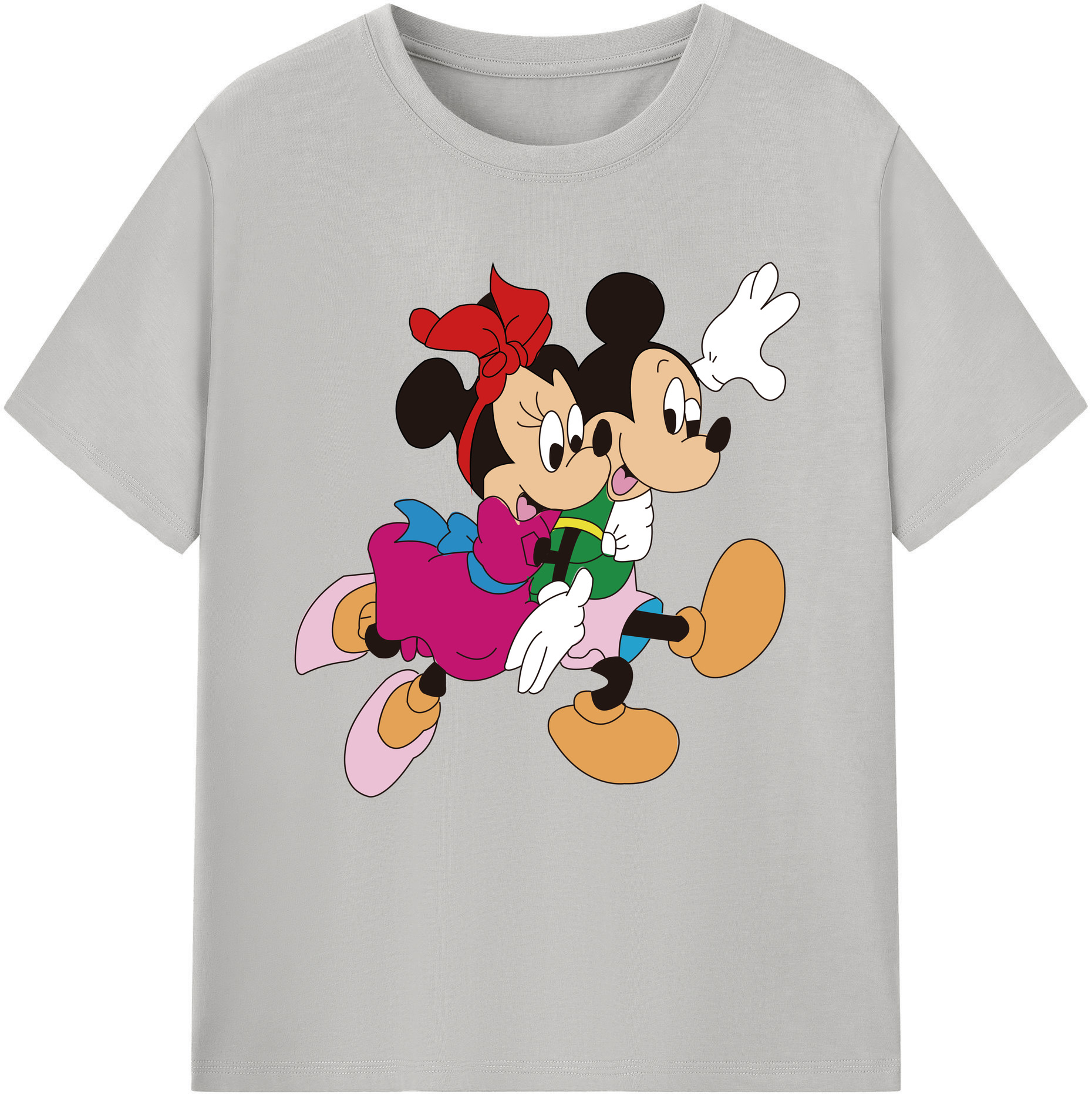 （画像用） ミッキーマウス Mickey Mouse レディースカジュアルプリントTシャツ（綿100％）