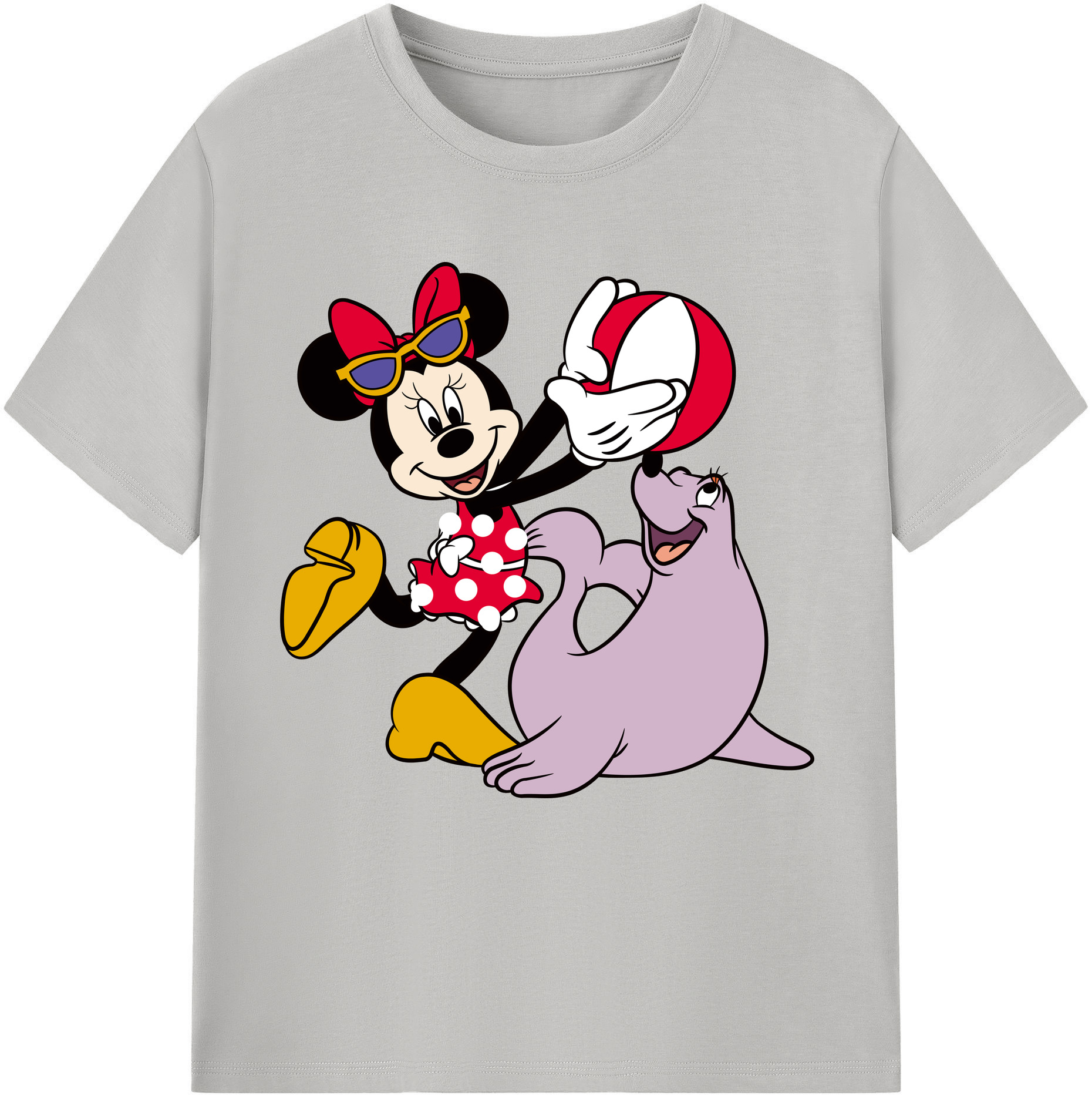 （画像用） ミッキーマウス Mickey Mouse レディースカジュアルプリントTシャツ（綿100％）