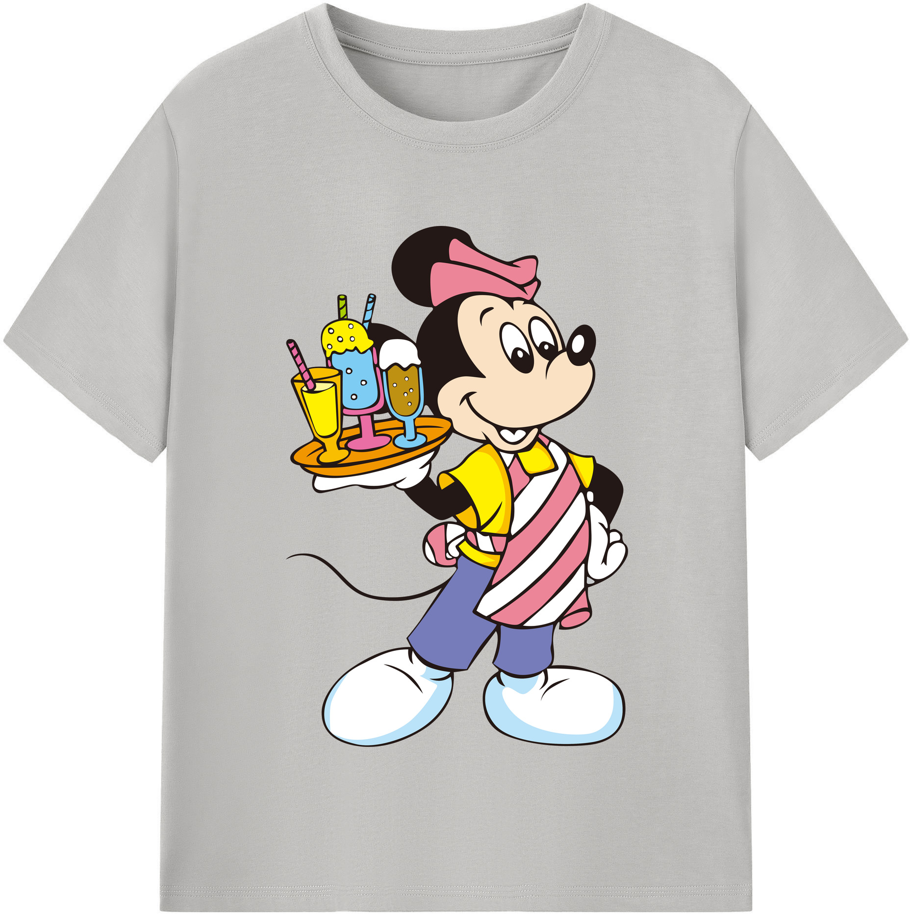（画像用） ミッキーマウス Mickey Mouse レディースカジュアルプリントTシャツ（綿100％）