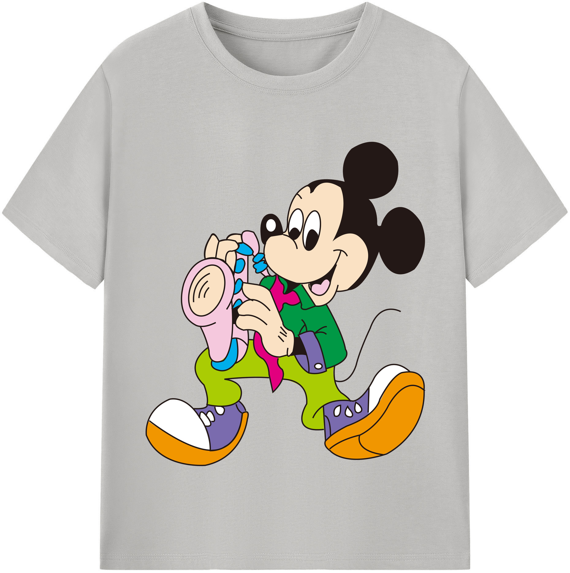 （画像用） ミッキーマウス Mickey Mouse レディースカジュアルプリントTシャツ（綿100％）