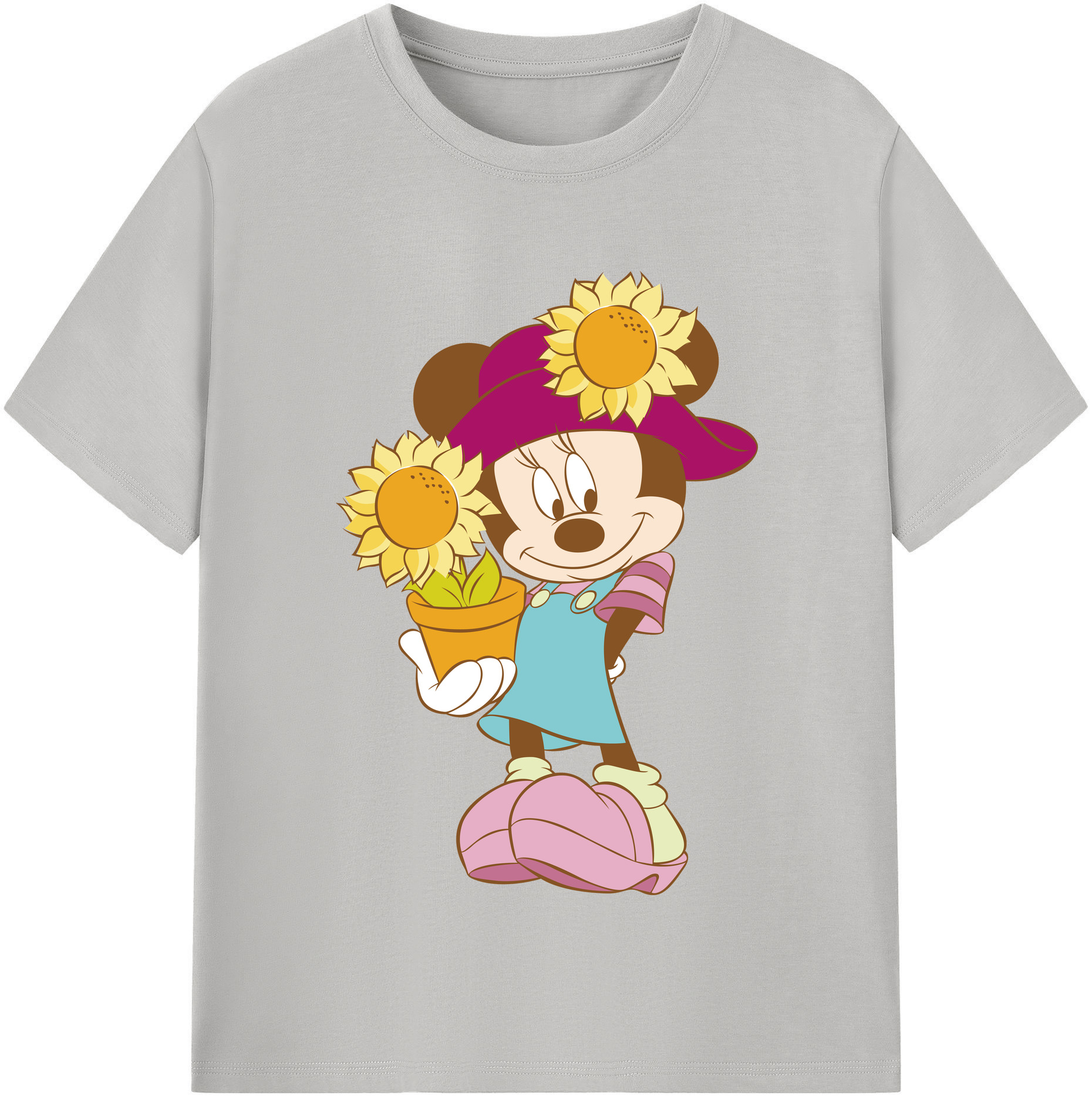 （画像用） ミッキーマウス Mickey Mouse レディースカジュアルプリントTシャツ（綿100％）
