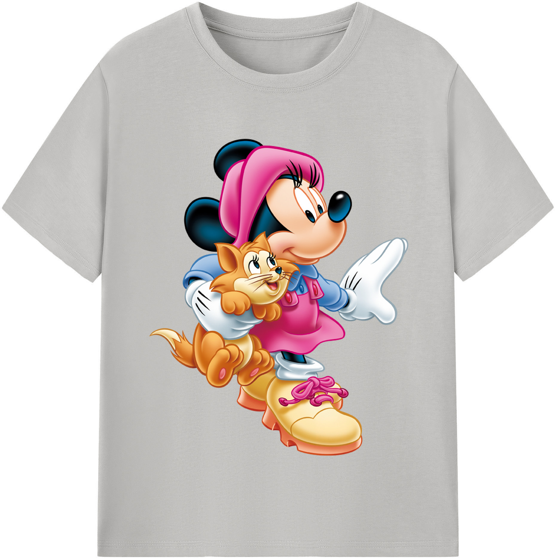 （画像用） ミッキーマウス Mickey Mouse レディースカジュアルプリントTシャツ（綿100％）