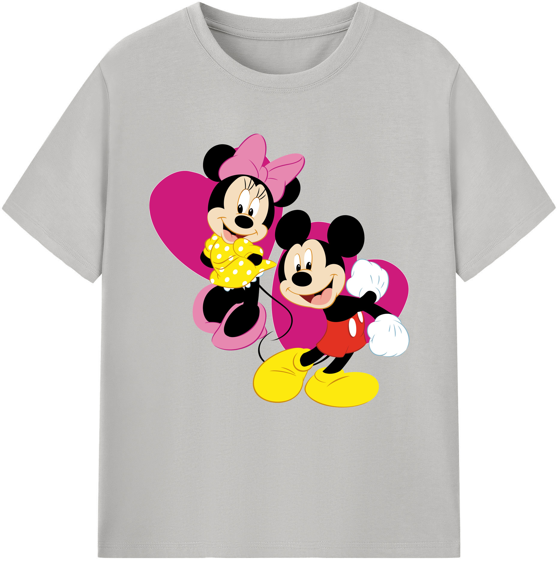 （画像用） ミッキーマウス Mickey Mouse レディースカジュアルプリントTシャツ（綿100％）