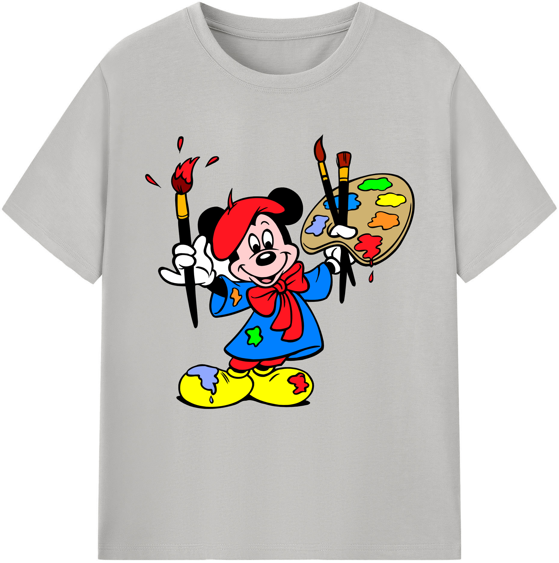 （画像用） ミッキーマウス Mickey Mouse レディースカジュアルプリントTシャツ（綿100％）