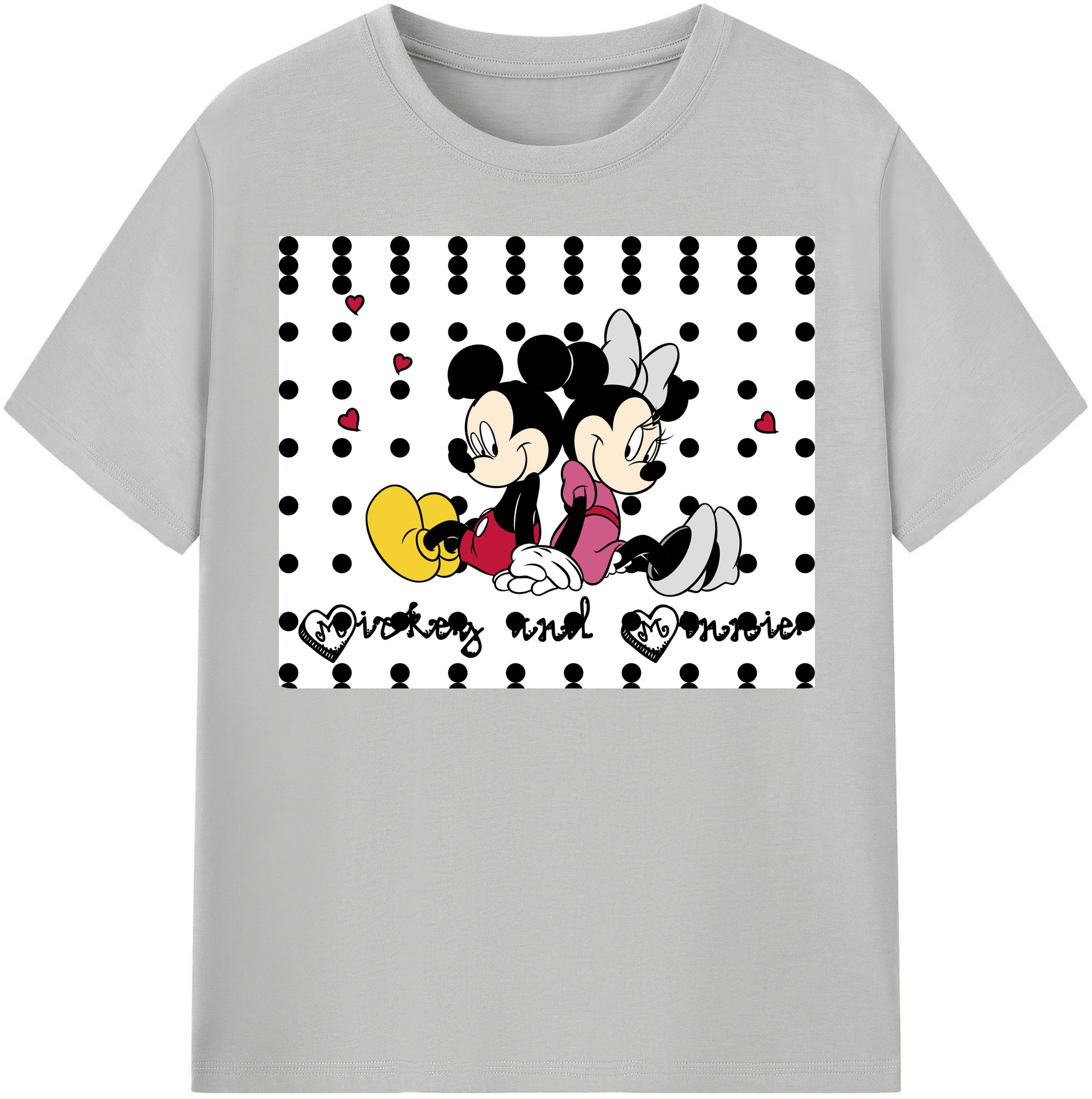 （画像用） ミッキーマウス Mickey Mouse レディースカジュアルプリントTシャツ（綿100％）