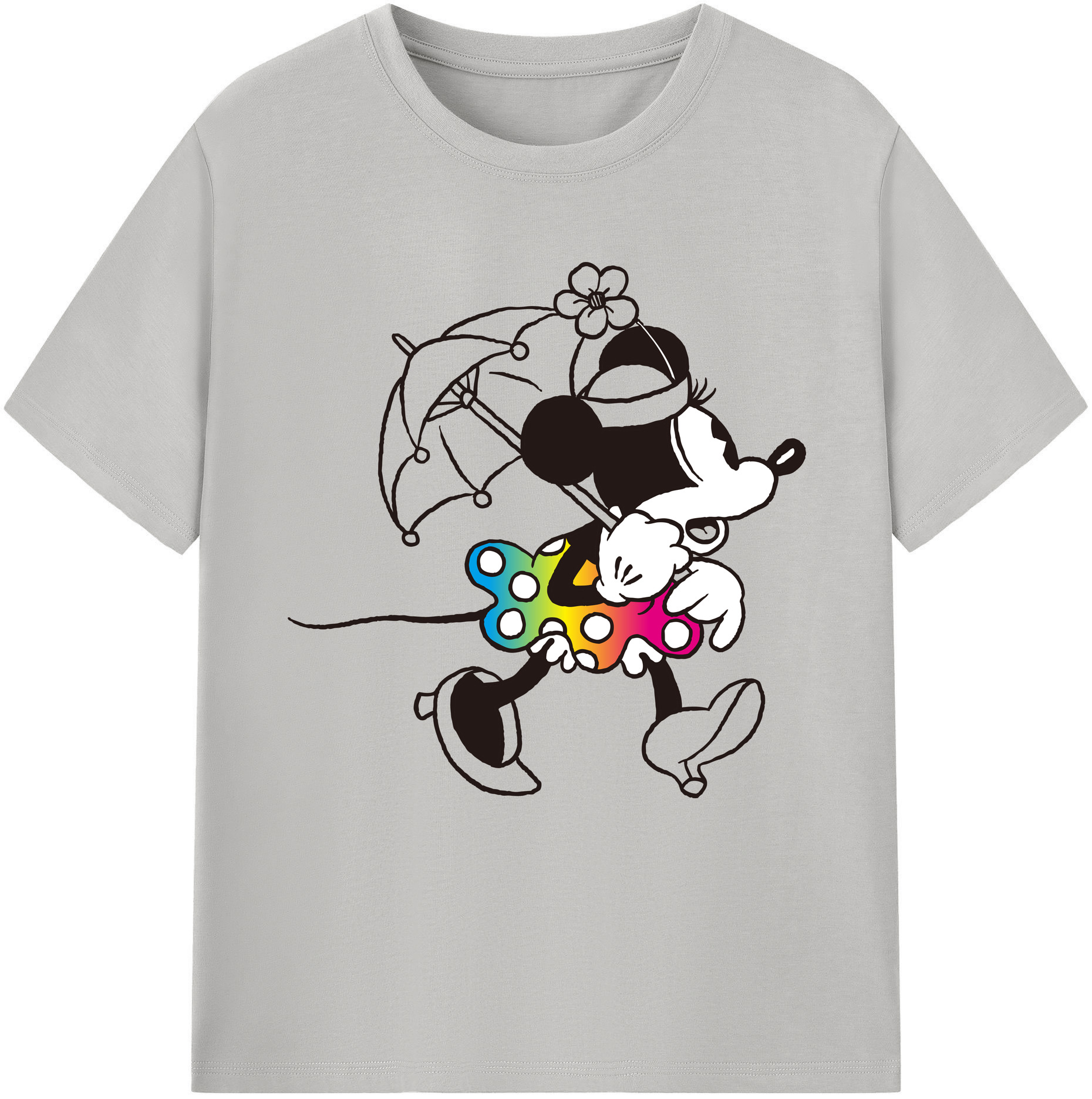 （画像用） ミッキーマウス Mickey Mouse レディースカジュアルプリントTシャツ（綿100％）
