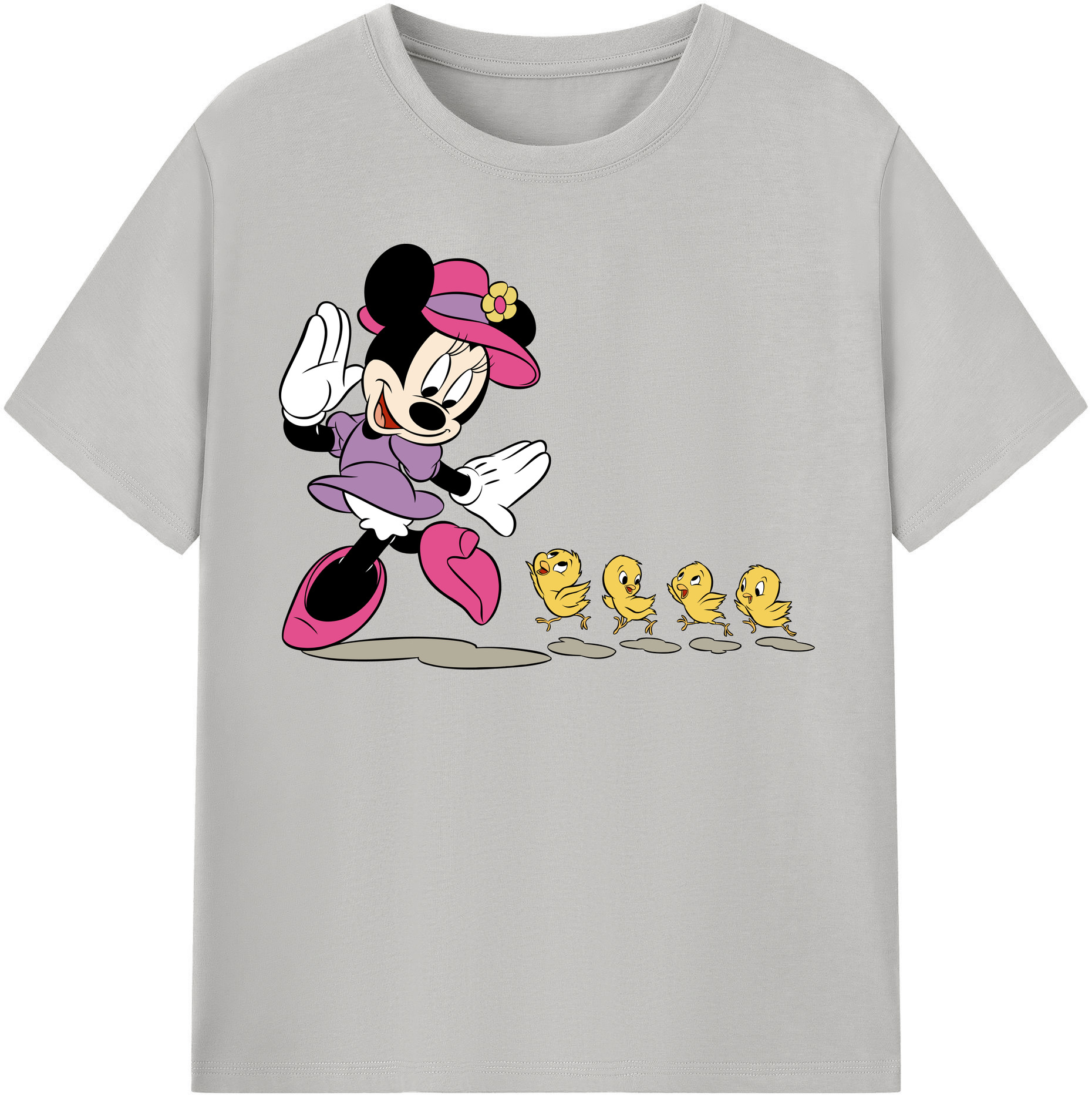 （画像用） ミッキーマウス Mickey Mouse レディースカジュアルプリントTシャツ（綿100％）