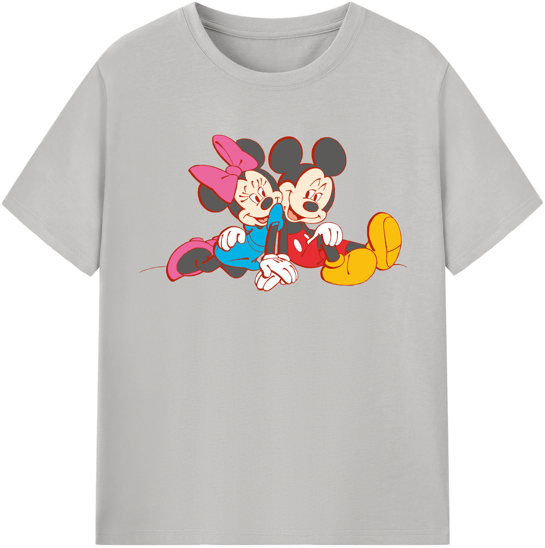 （画像用） ミッキーマウス Mickey Mouse レディースカジュアルプリントTシャツ（綿100％）