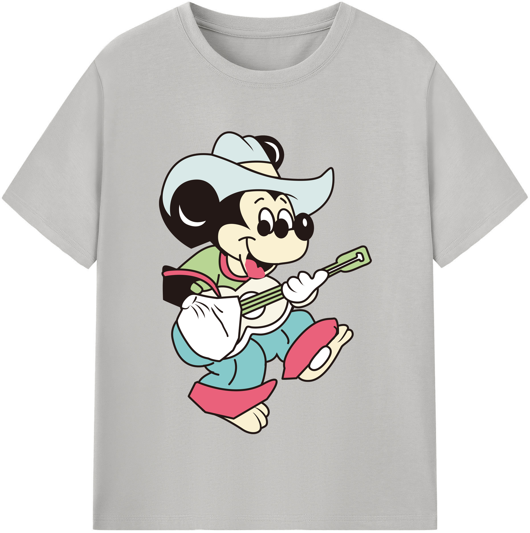 （画像用） ミッキーマウス Mickey Mouse レディースカジュアルプリントTシャツ（綿100％）