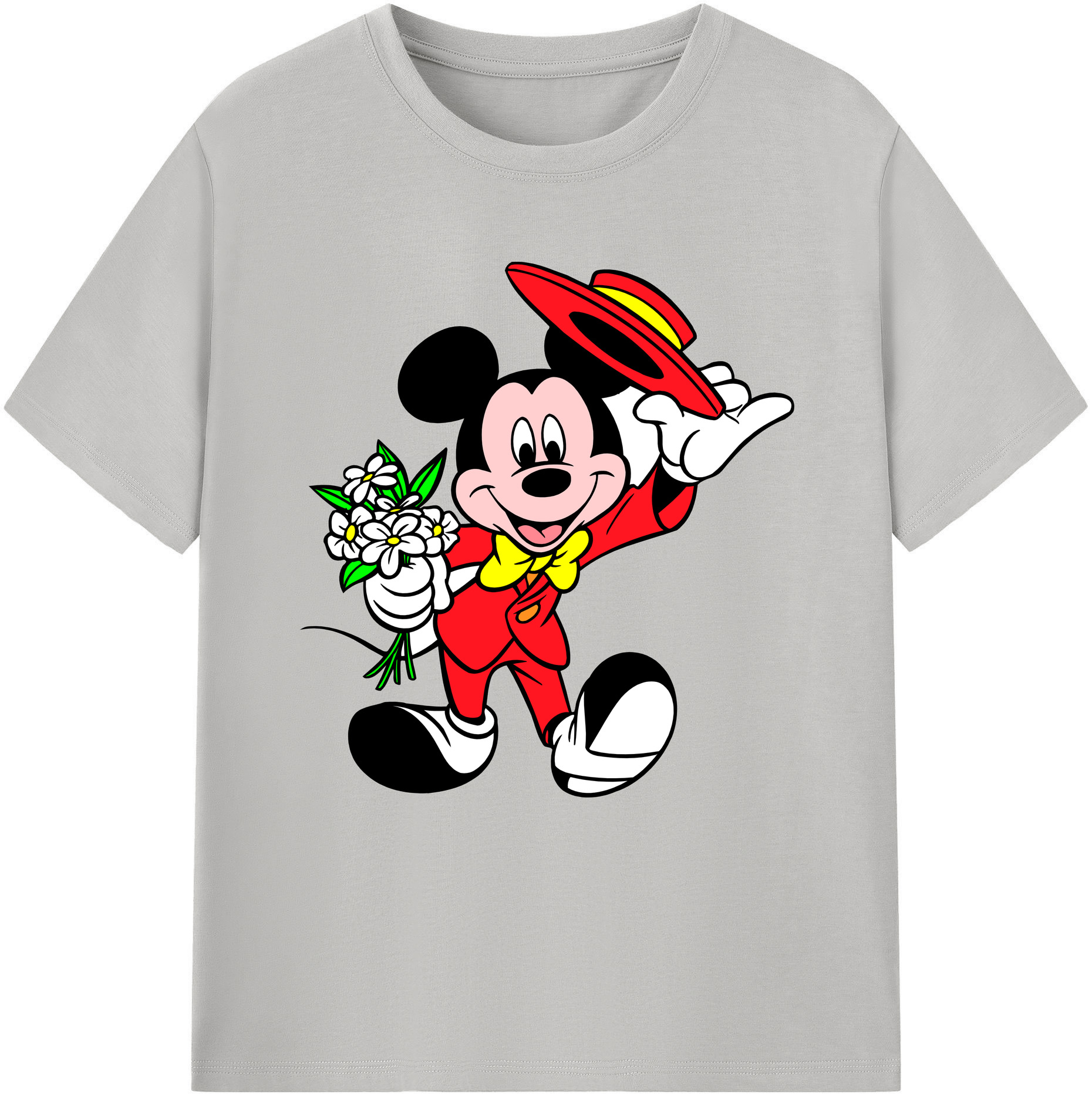 （画像用） ミッキーマウス Mickey Mouse レディースカジュアルプリントTシャツ（綿100％）