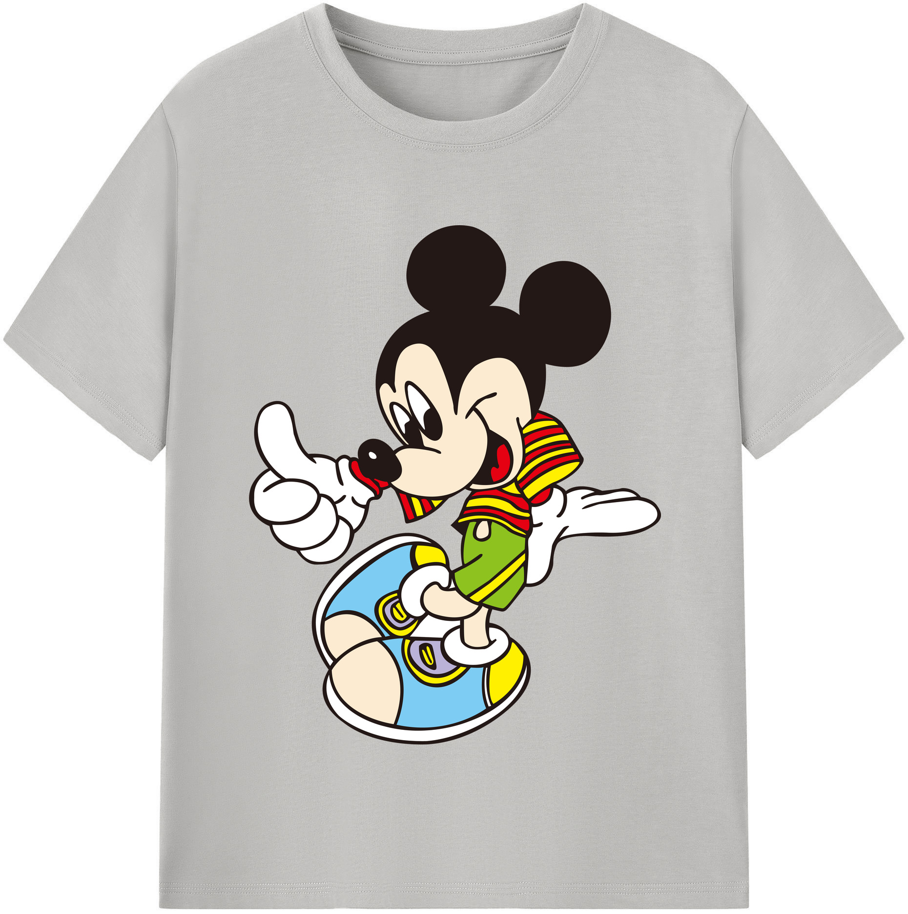（画像用） ミッキーマウス Mickey Mouse レディースカジュアルプリントTシャツ（綿100％）