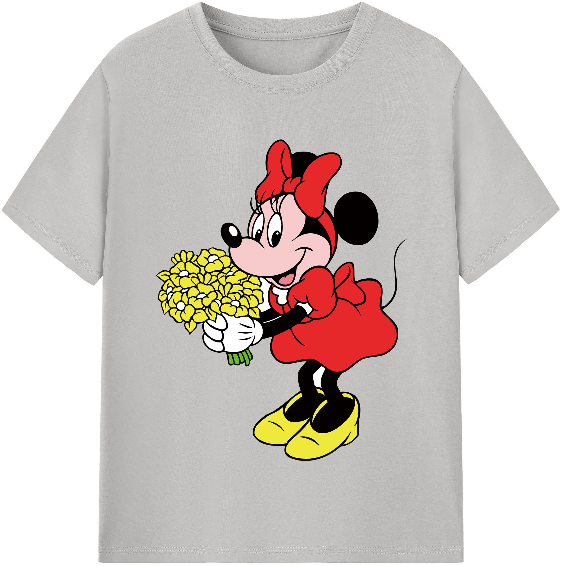 （画像用） ミッキーマウス Mickey Mouse レディースカジュアルプリントTシャツ（綿100％）