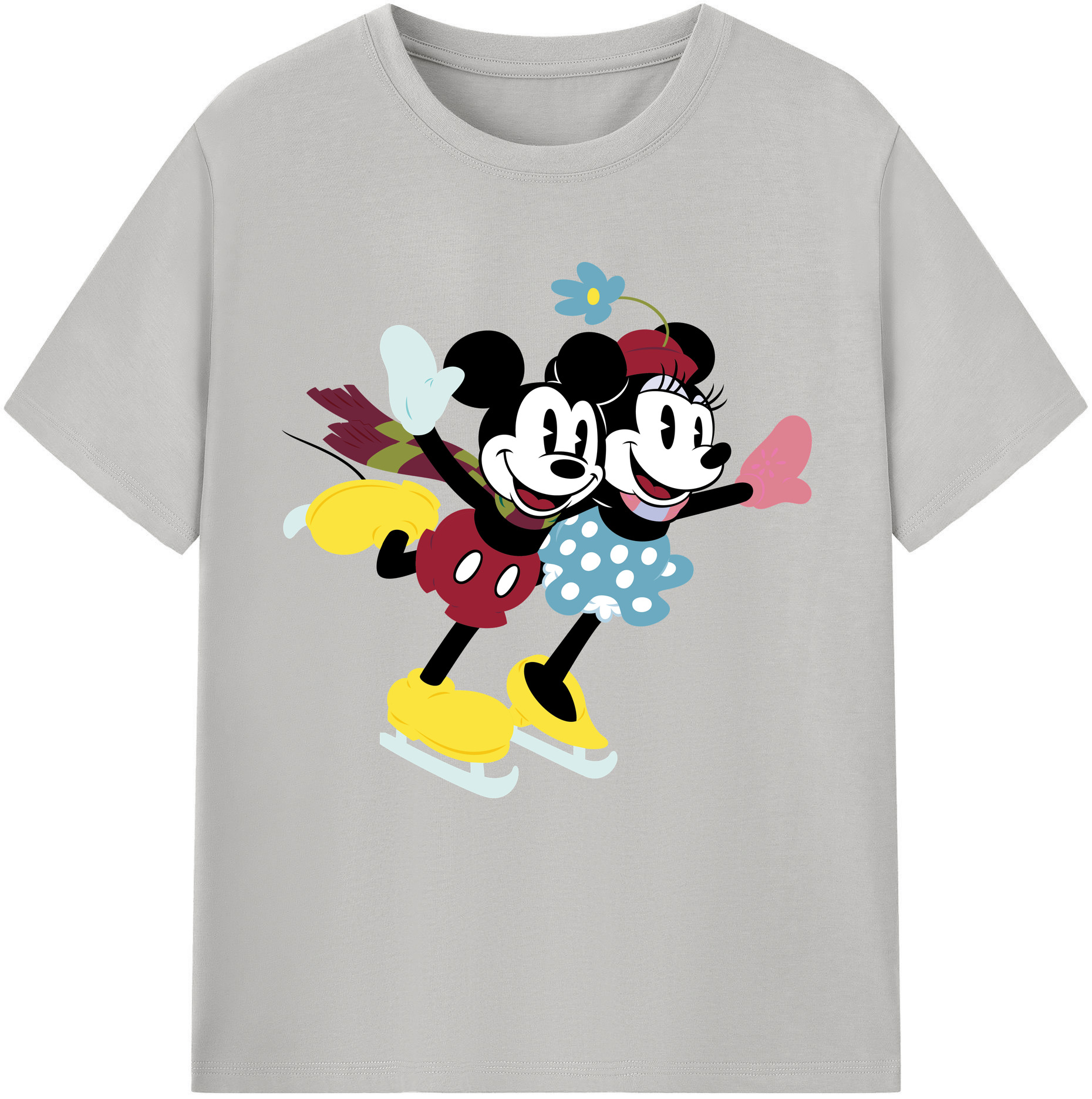 （画像用） ミッキーマウス Mickey Mouse レディースカジュアルプリントTシャツ（綿100％）