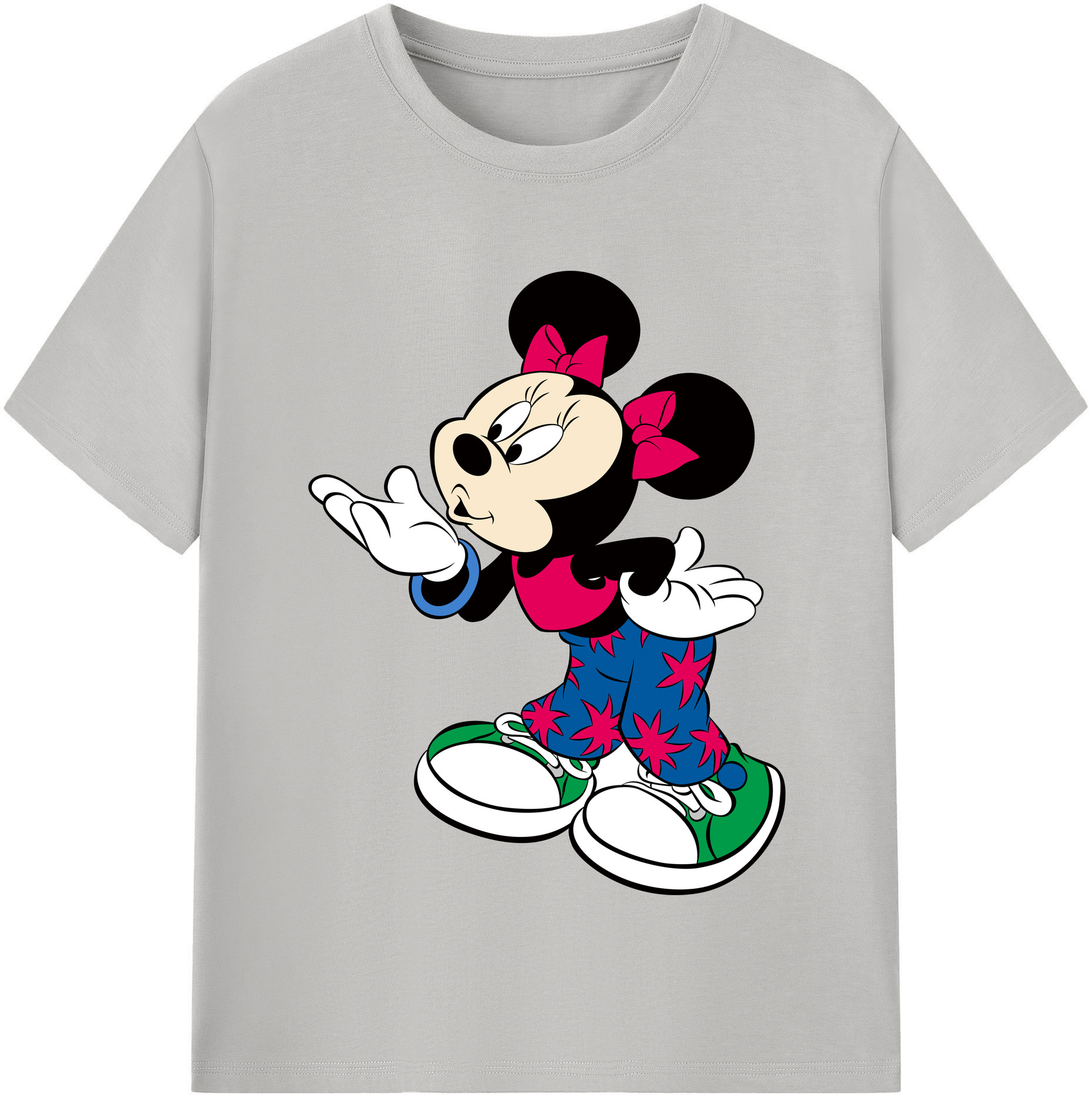 （画像用） ミッキーマウス Mickey Mouse レディースカジュアルプリントTシャツ（綿100％）