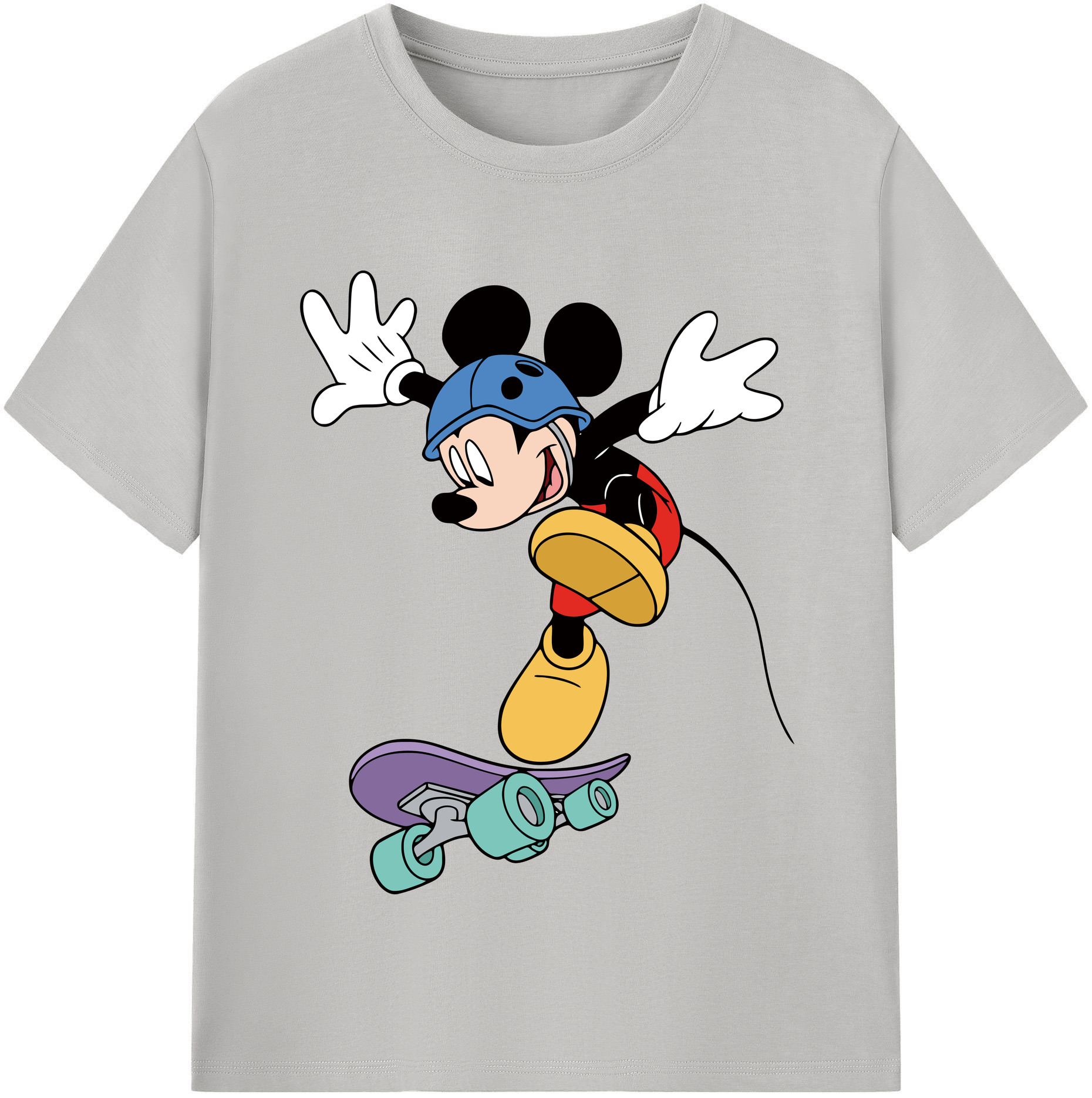 （画像用） ミッキーマウス Mickey Mouse レディースカジュアルプリントTシャツ（綿100％）