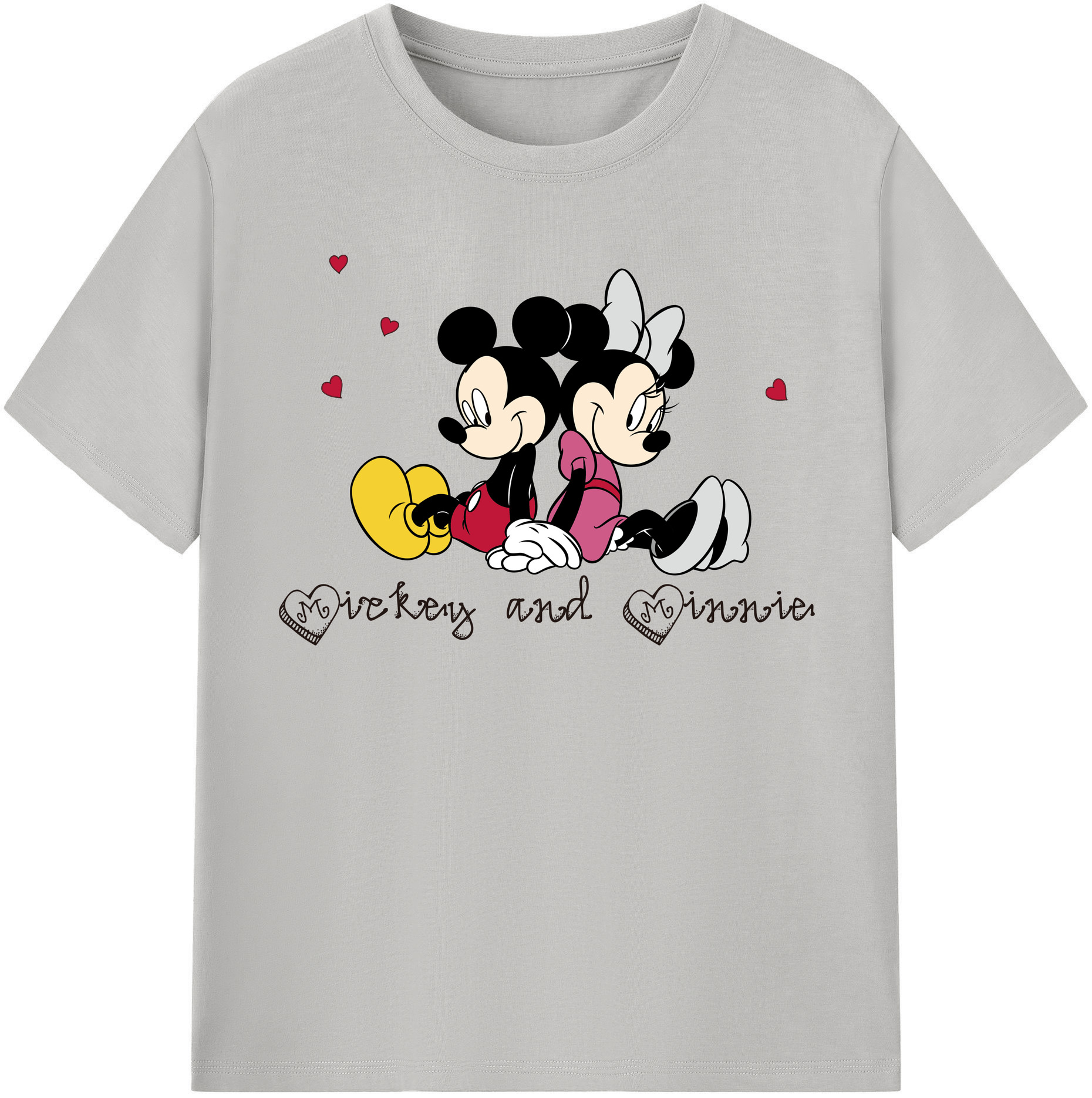 （画像用） ミッキーマウス Mickey Mouse レディースカジュアルプリントTシャツ（綿100％）