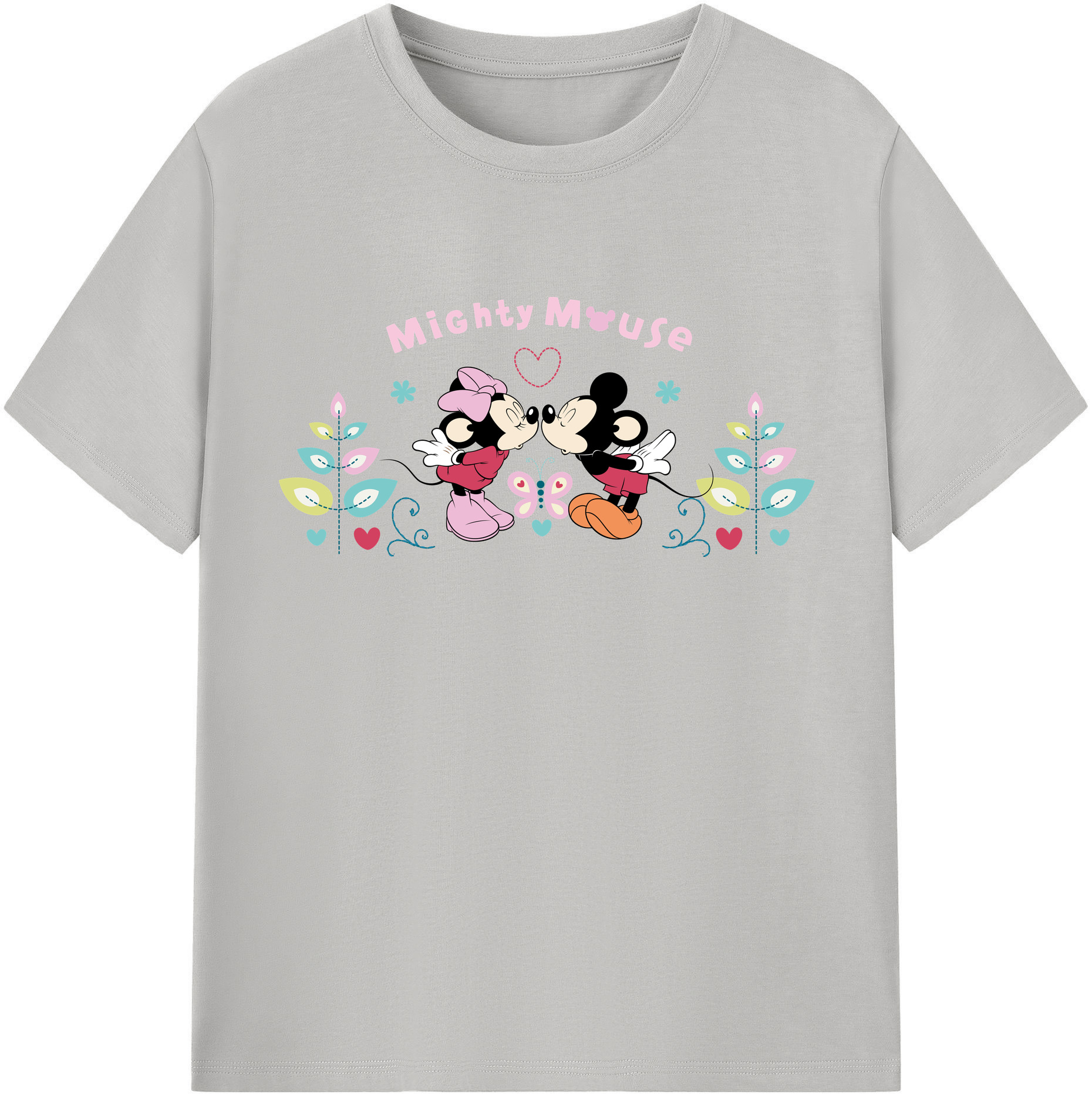 （画像用） ミッキーマウス Mickey Mouse レディースカジュアルプリントTシャツ（綿100％）