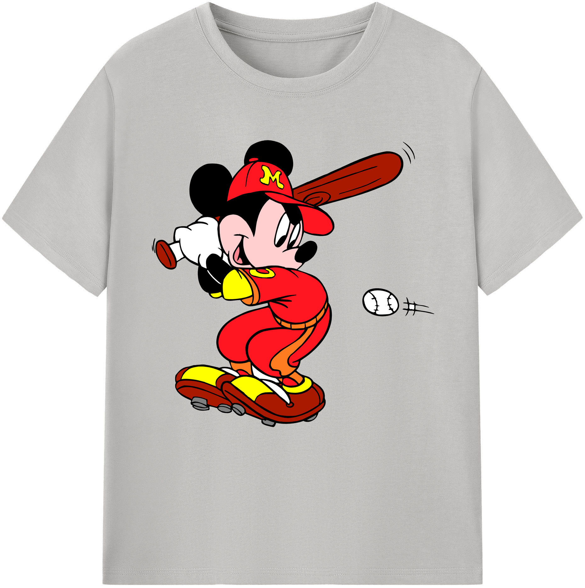 （画像用） ミッキーマウス Mickey Mouse レディースカジュアルプリントTシャツ（綿100％）