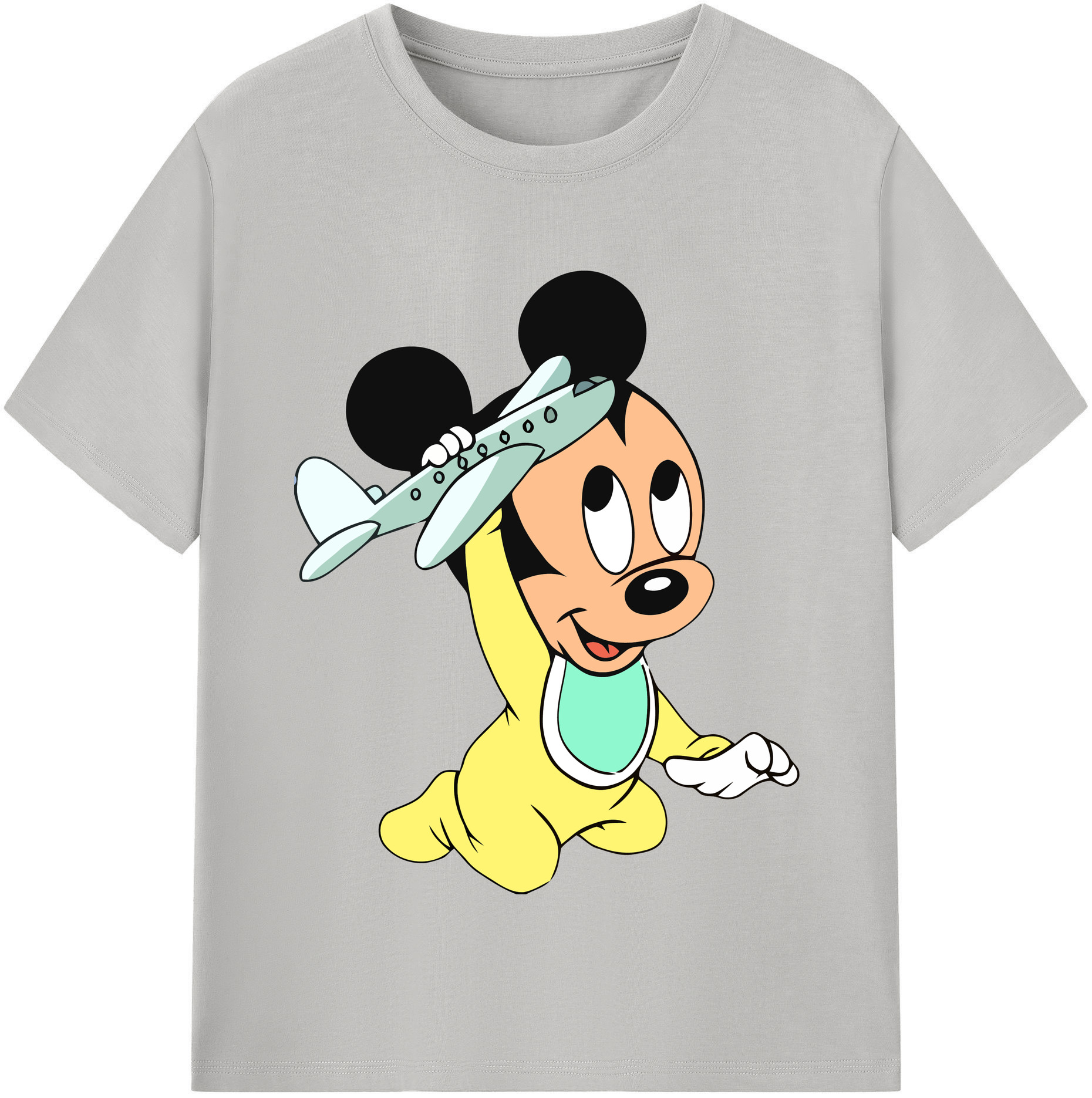 （画像用） ミッキーマウス Mickey Mouse レディースカジュアルプリントTシャツ（綿100％）