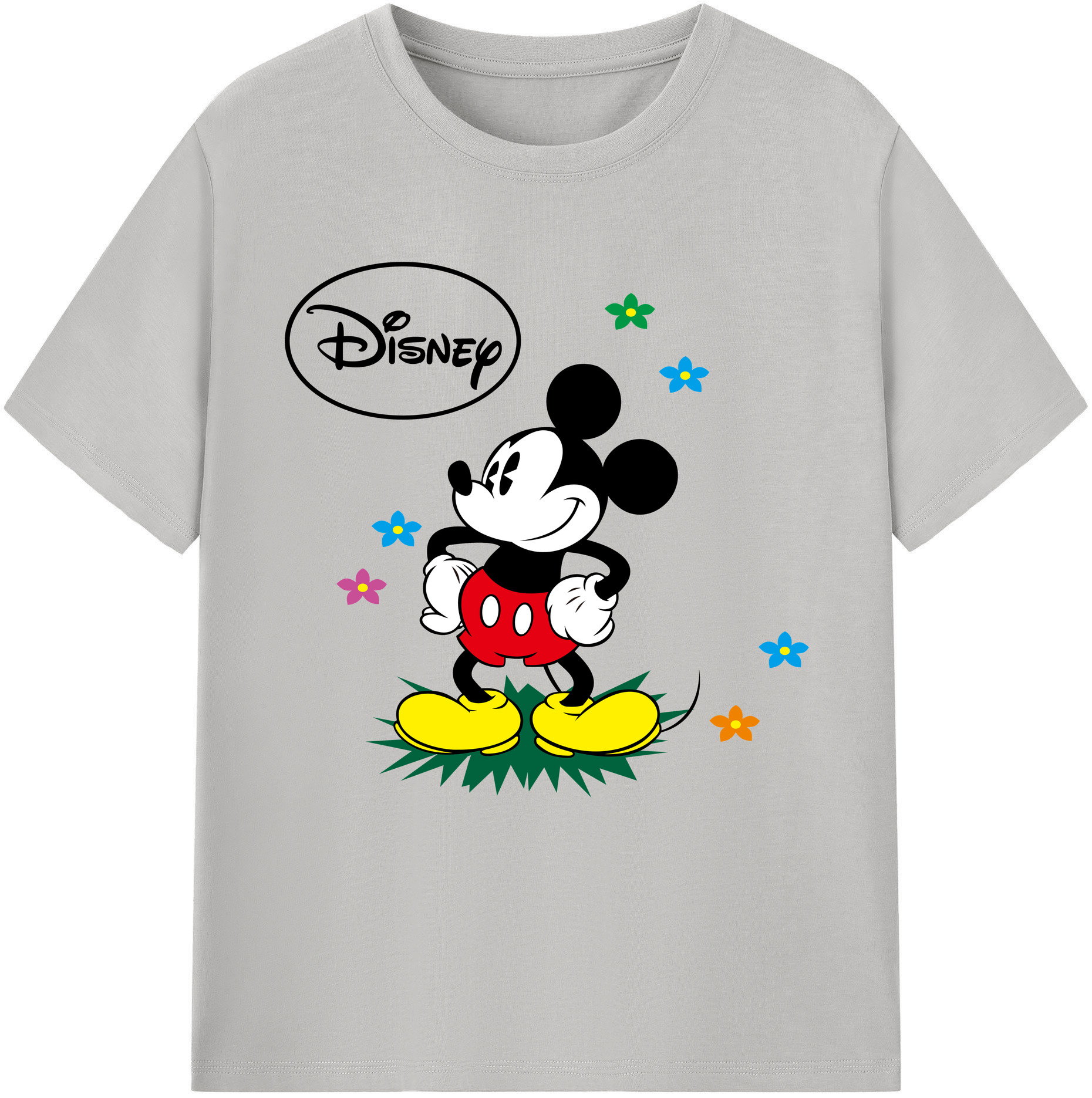 （画像用） ミッキーマウス Mickey Mouse レディースカジュアルプリントTシャツ（綿100％）