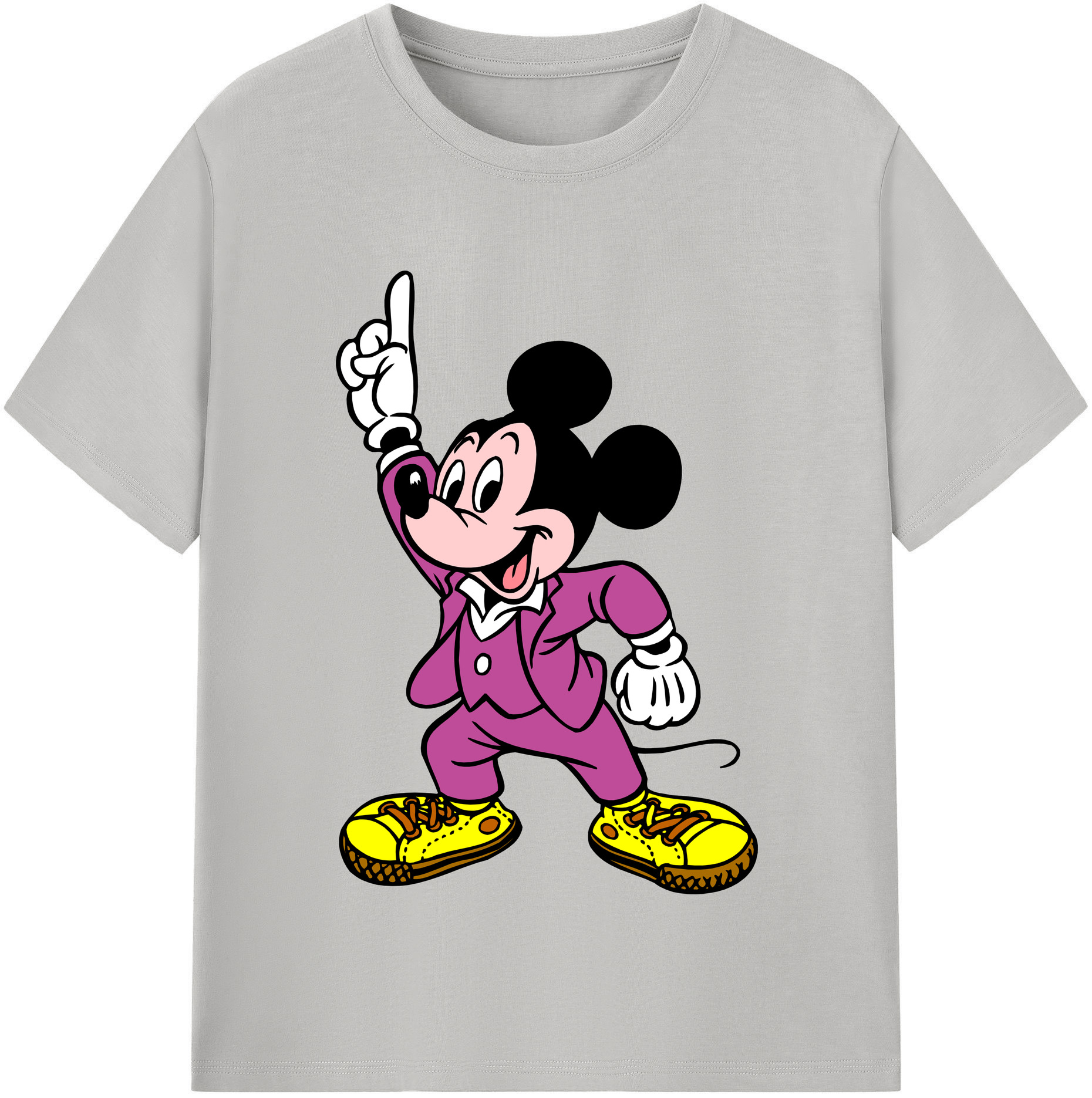 （画像用） ミッキーマウス Mickey Mouse レディースカジュアルプリントTシャツ（綿100％）