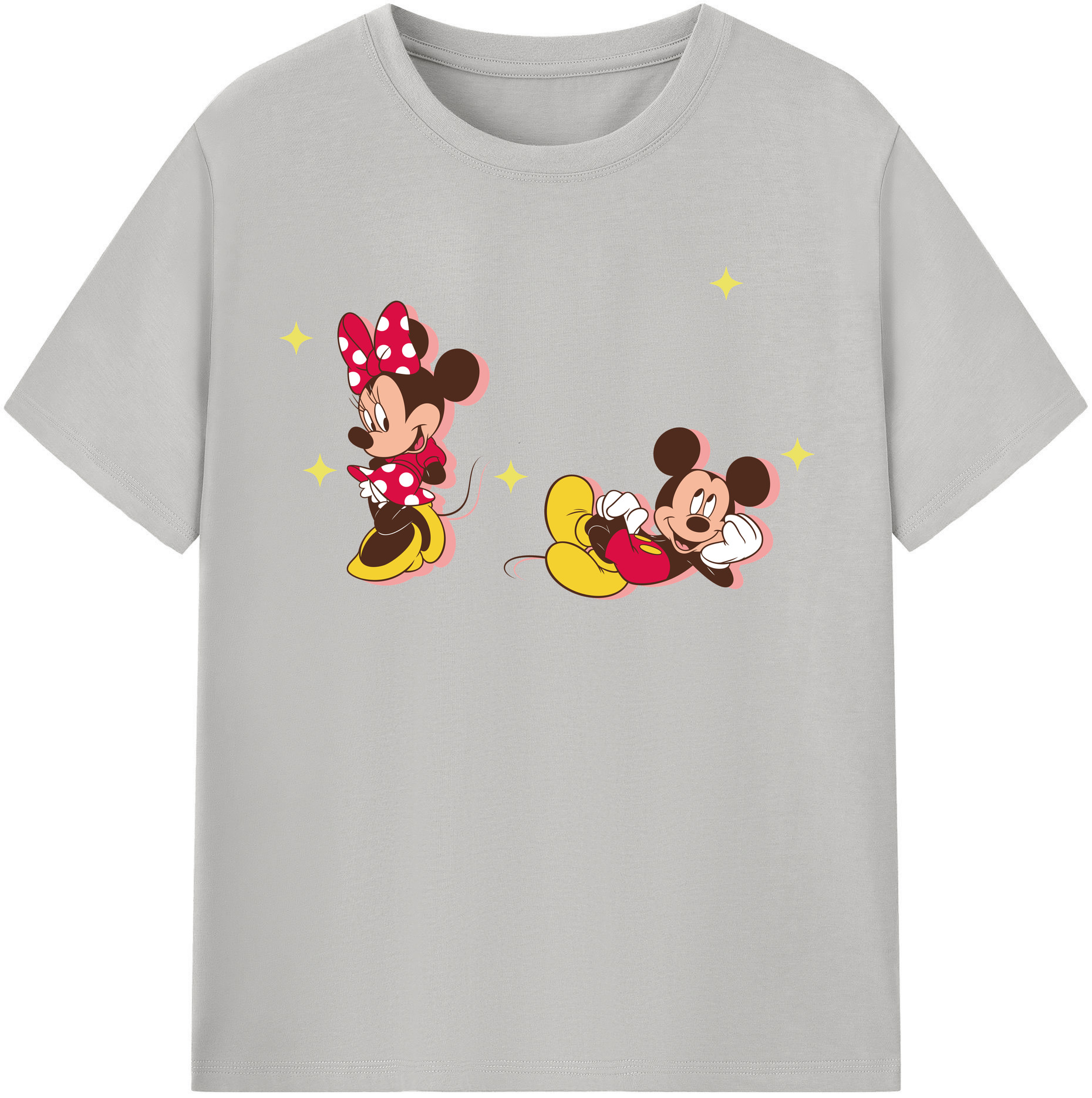 （画像用） ミッキーマウス Mickey Mouse レディースカジュアルプリントTシャツ（綿100％）