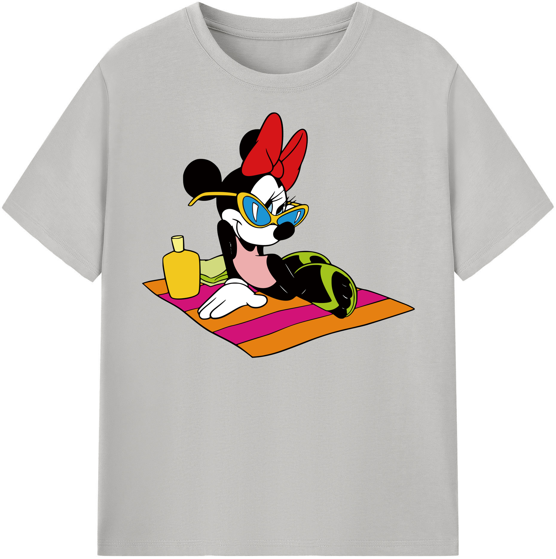 （画像用） ミッキーマウス Mickey Mouse レディースカジュアルプリントTシャツ（綿100％）