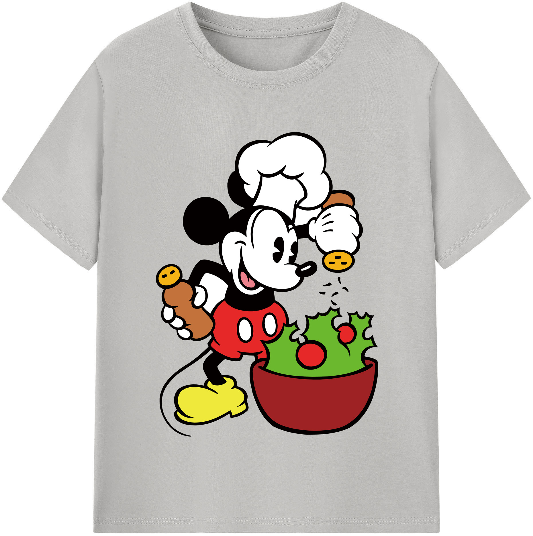 （画像用） ミッキーマウス Mickey Mouse レディースカジュアルプリントTシャツ（綿100％）
